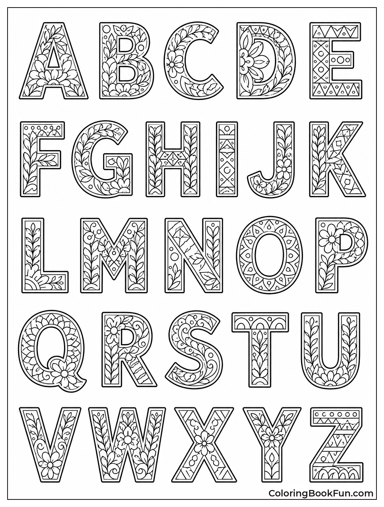 Intricate Patterns Inside Capital Letter