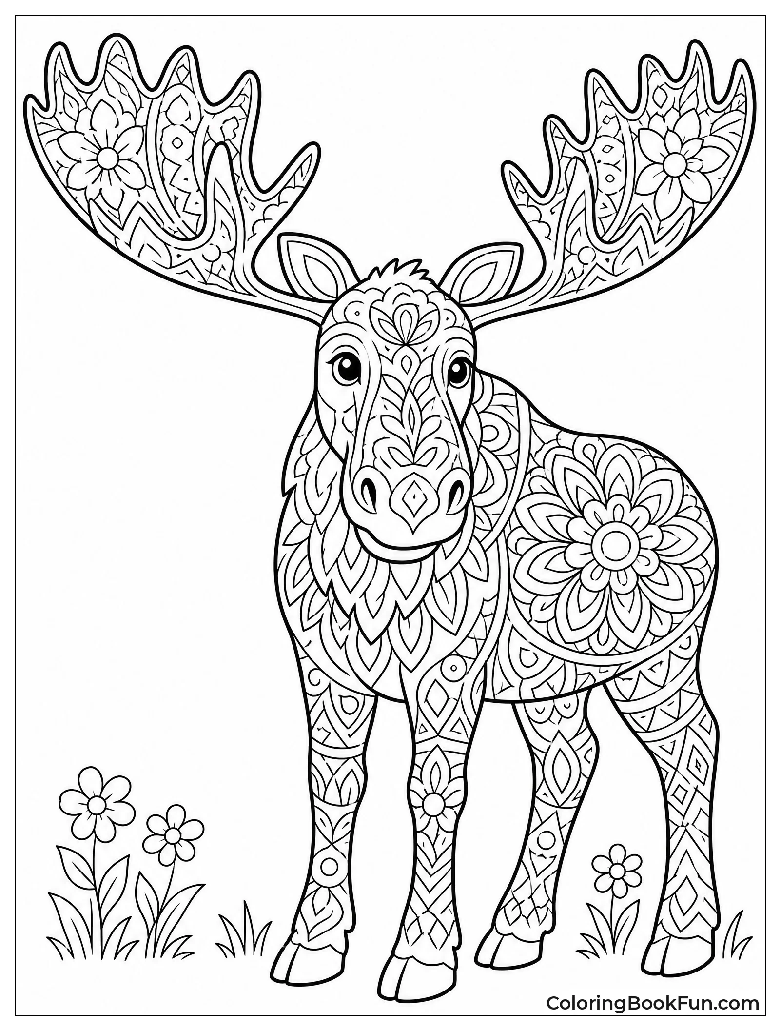 Mandala Style Moose with Patterns