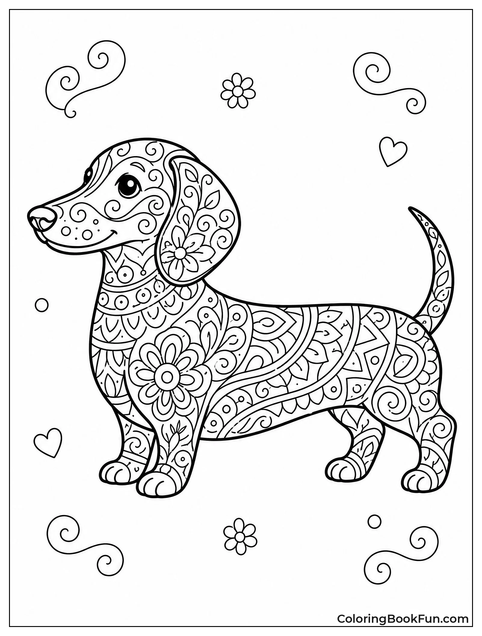 Mandala Dachshund with Patterns