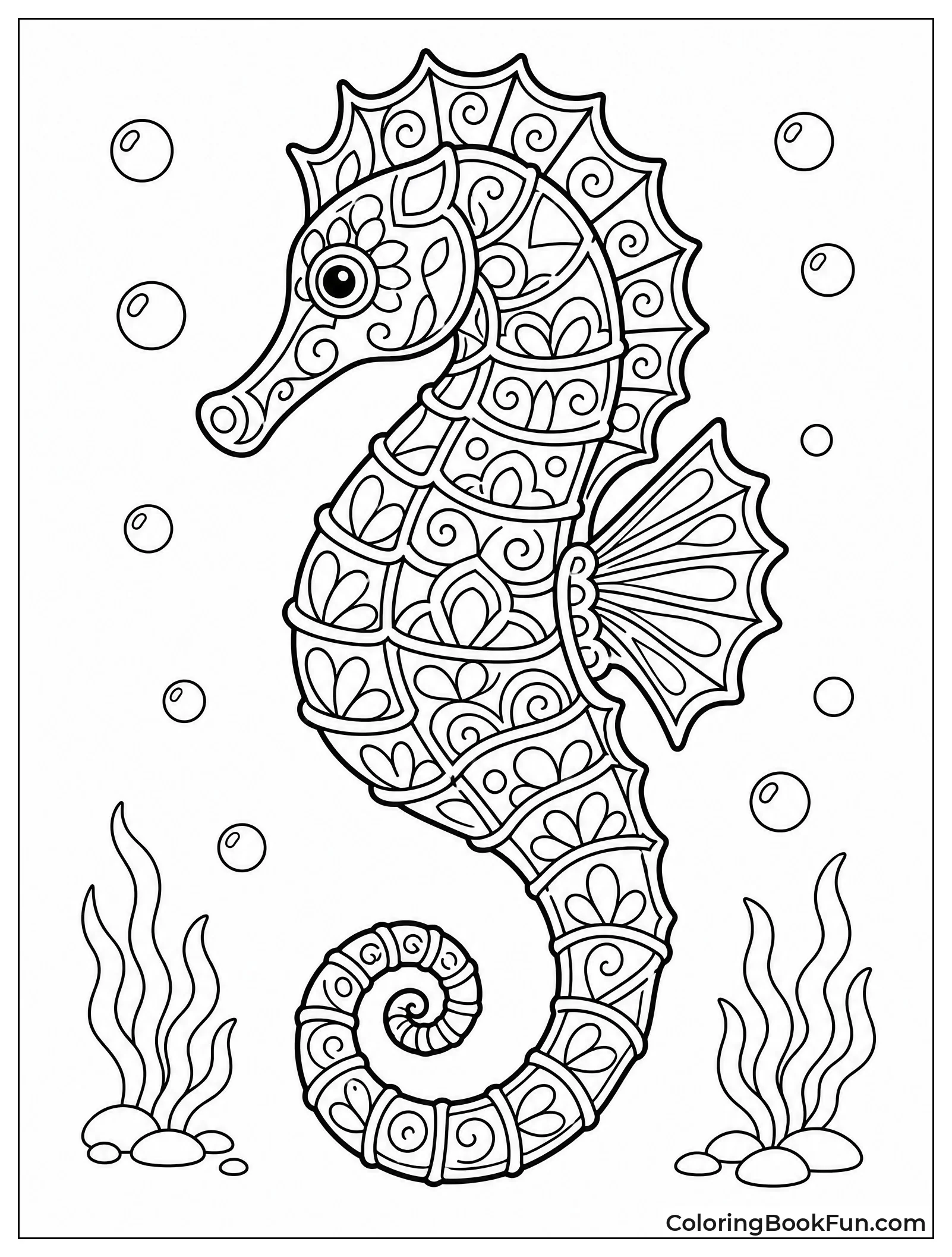 Mandala Seahorse with Swirling Patterns