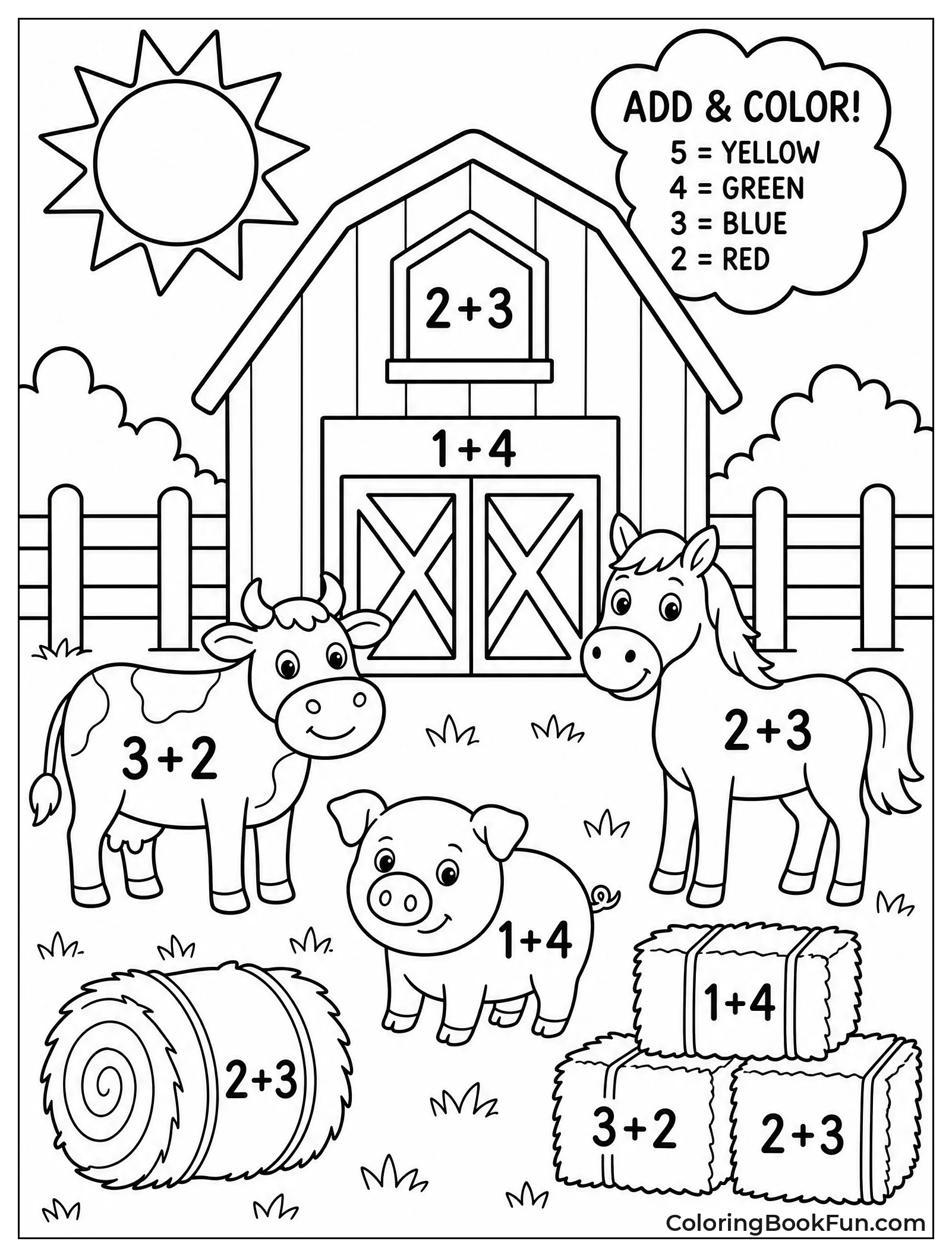 Farm Animals Colored by Sum