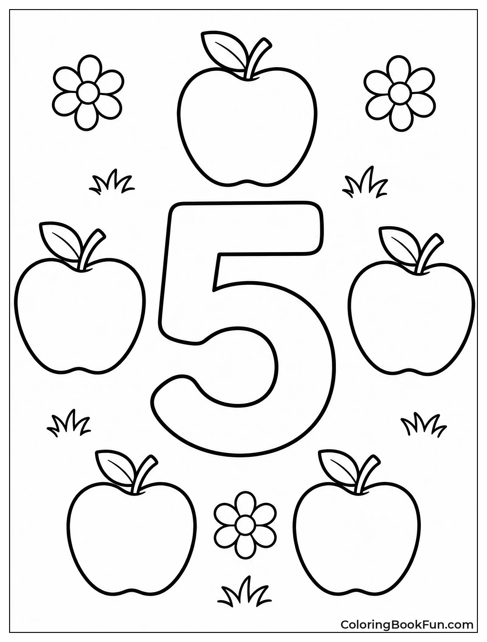 Number Five with Five Apples
