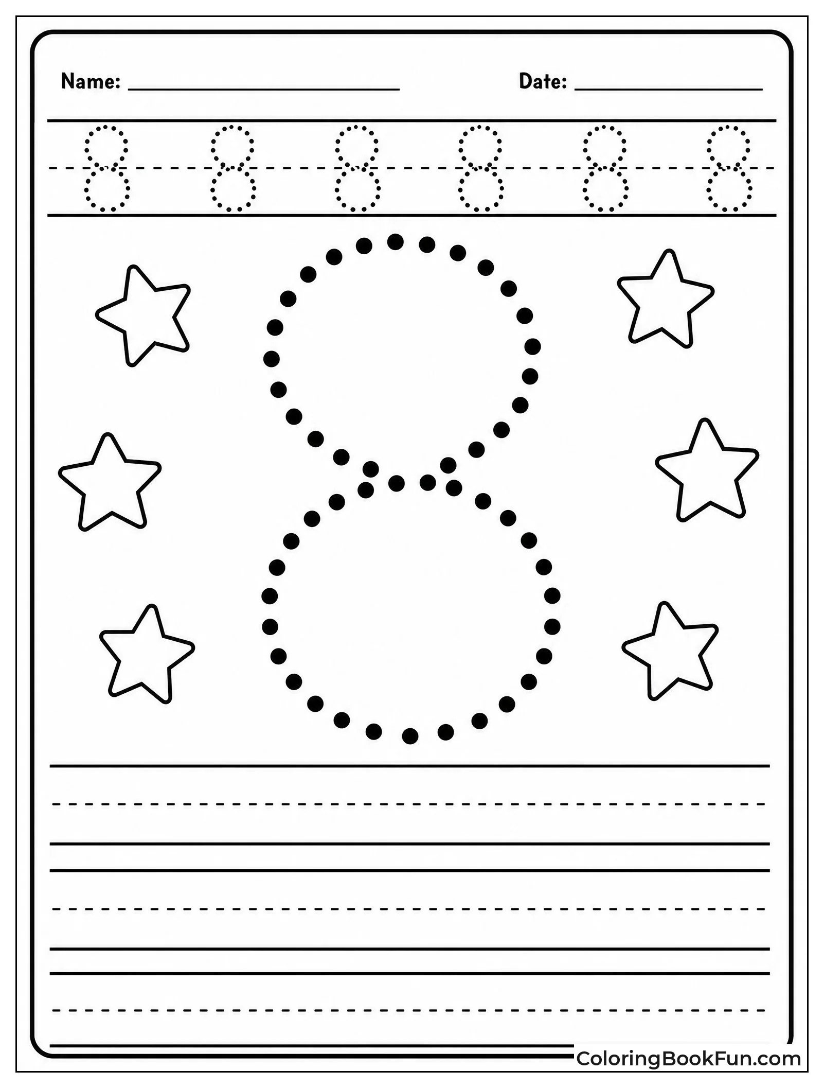 Tracing Number Eight Practice