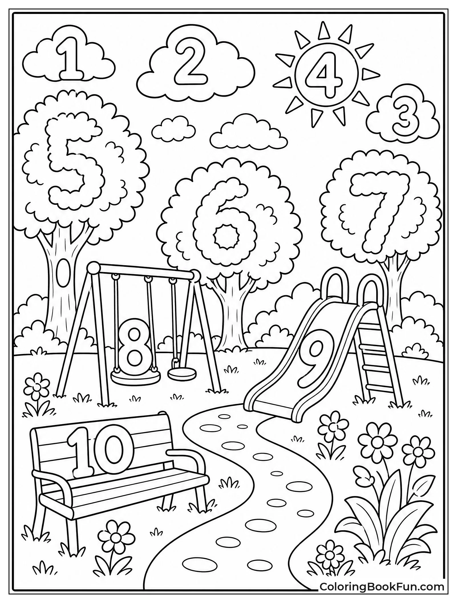 Hidden Numbers in Park Scene