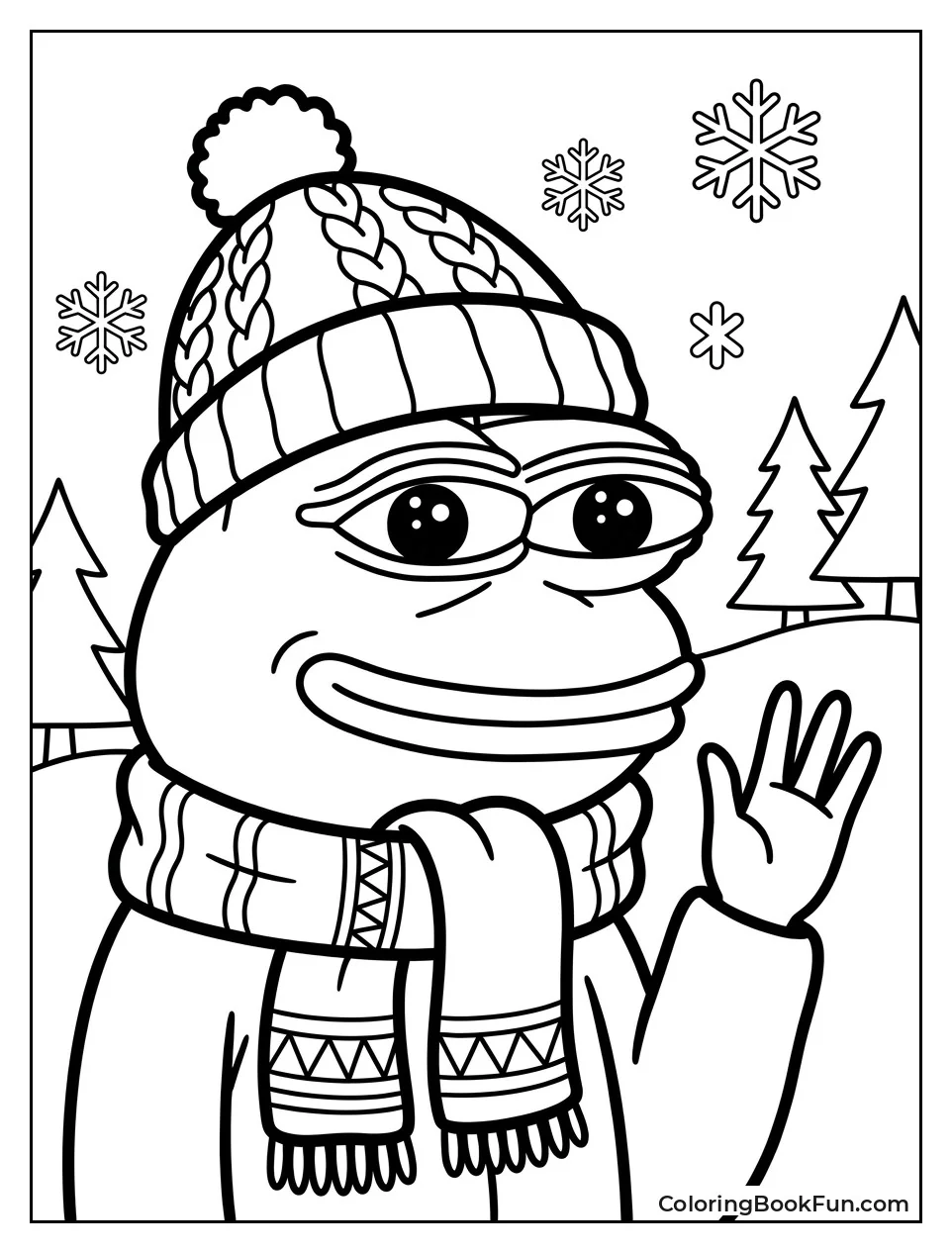 Pepe Wearing Scarf and Hat