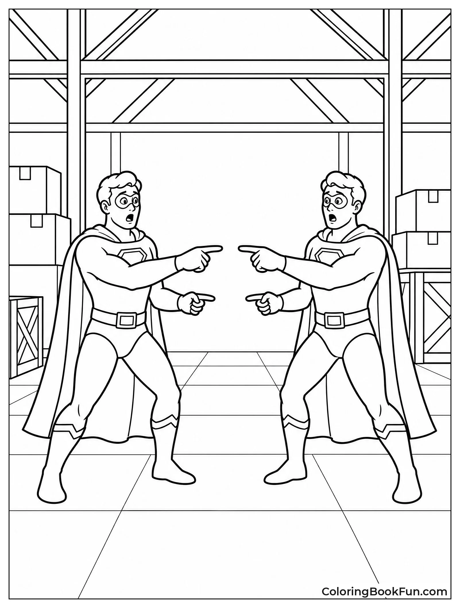 Two Spidermen Pointing at Each Other