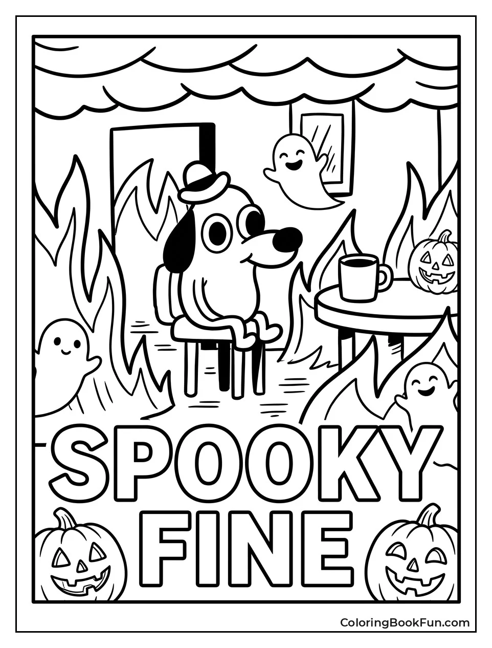 Dog in Fire with Halloween