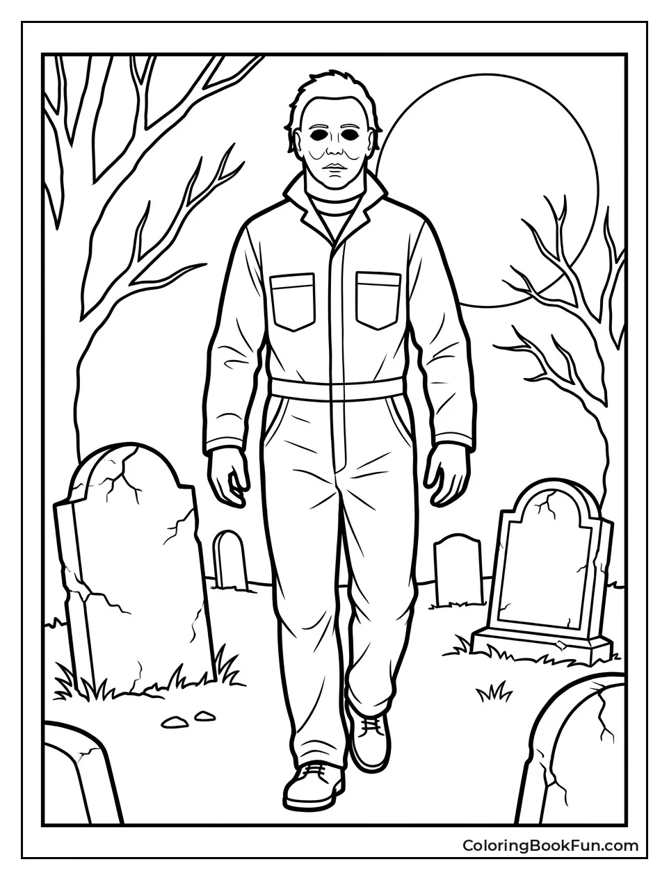 Michael Myers Walks Through Graveyard At Night