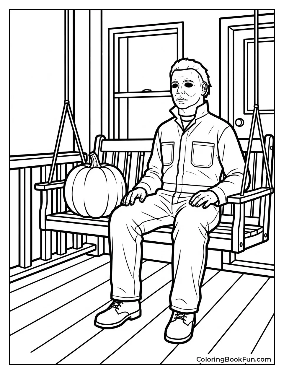 Michael Sits Beside Large Jack O Lantern