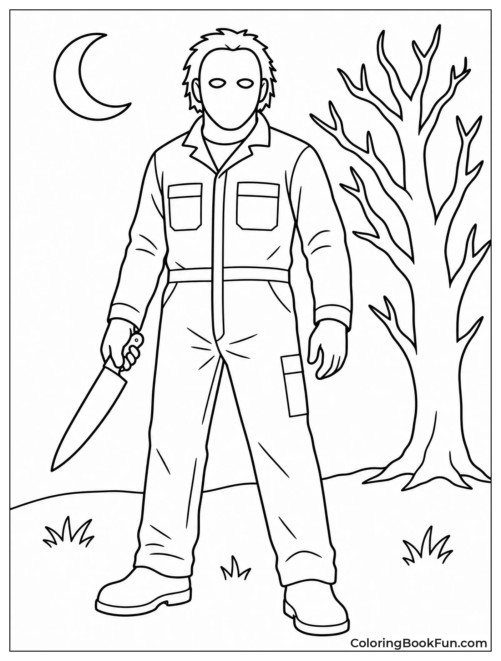 Michael Myers Stands Holding Large Kitchen Knife