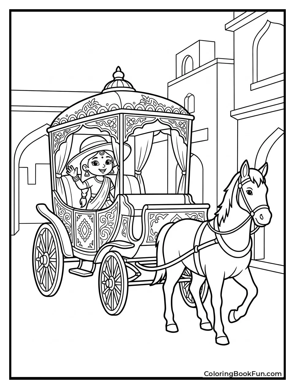 Horse Carriage Travels Through City