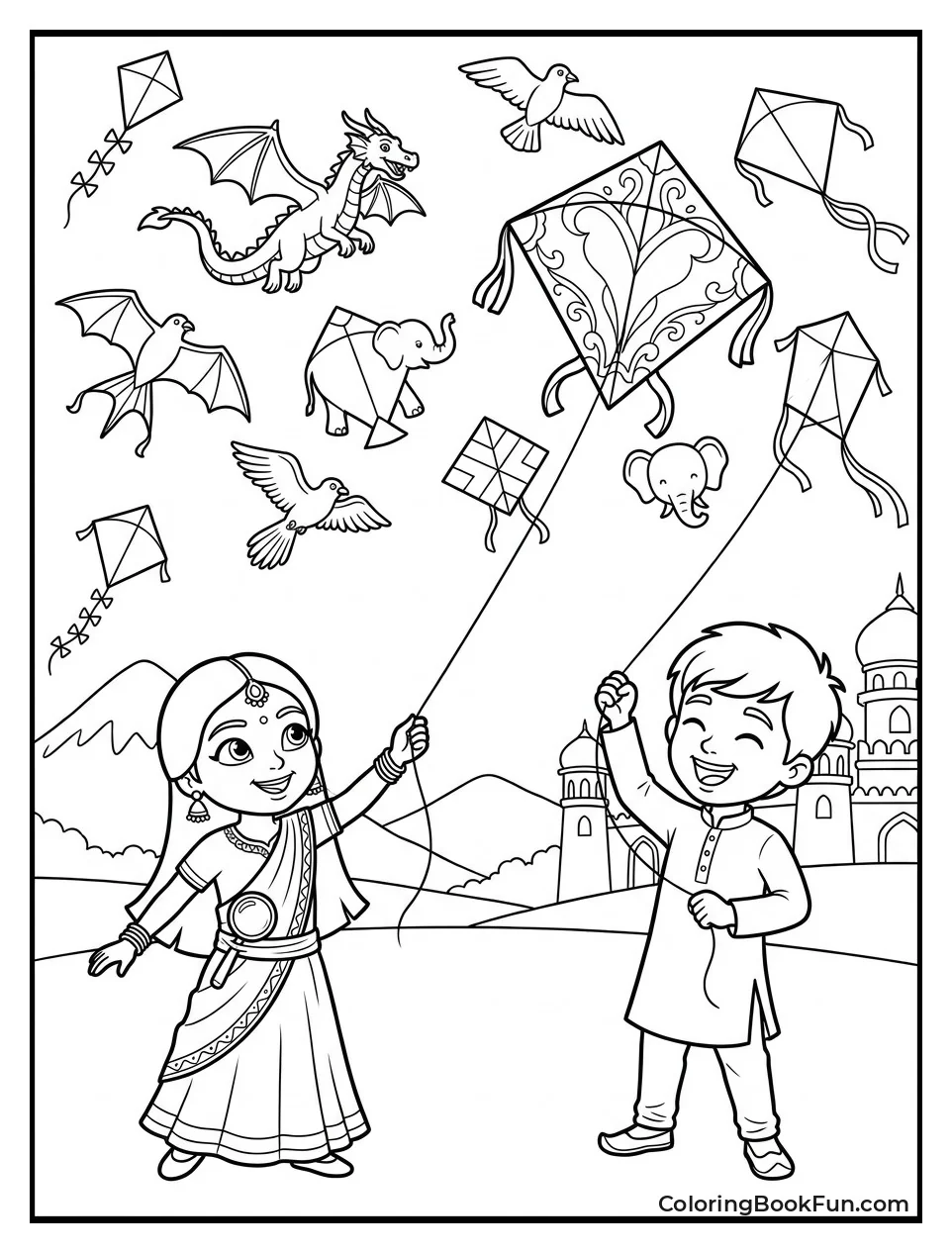 Mira and Neel Fly Kites