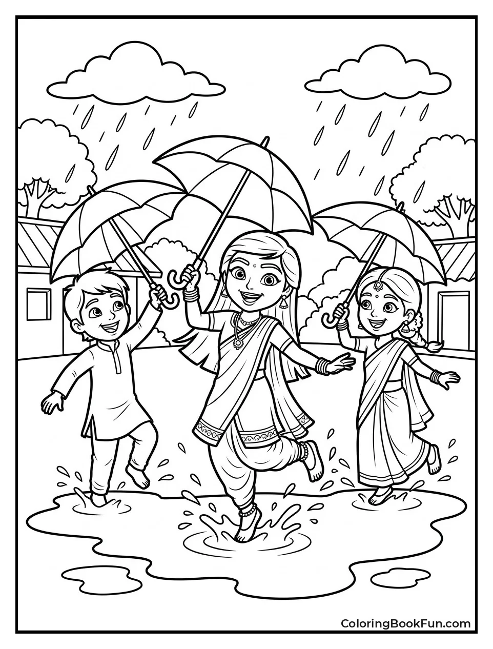 Friends Splash in Rain Puddles