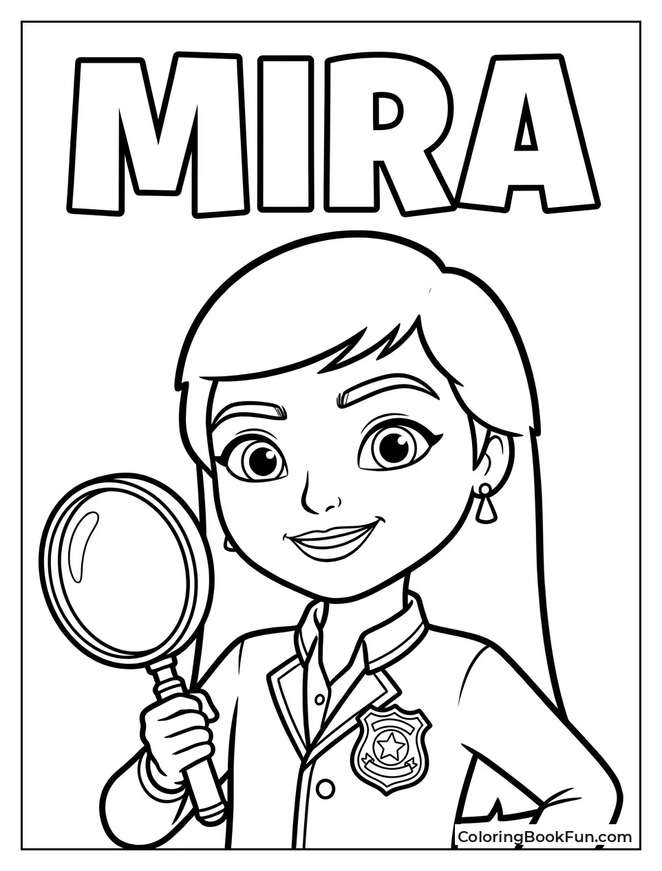 Mira Smiles with Her Badge