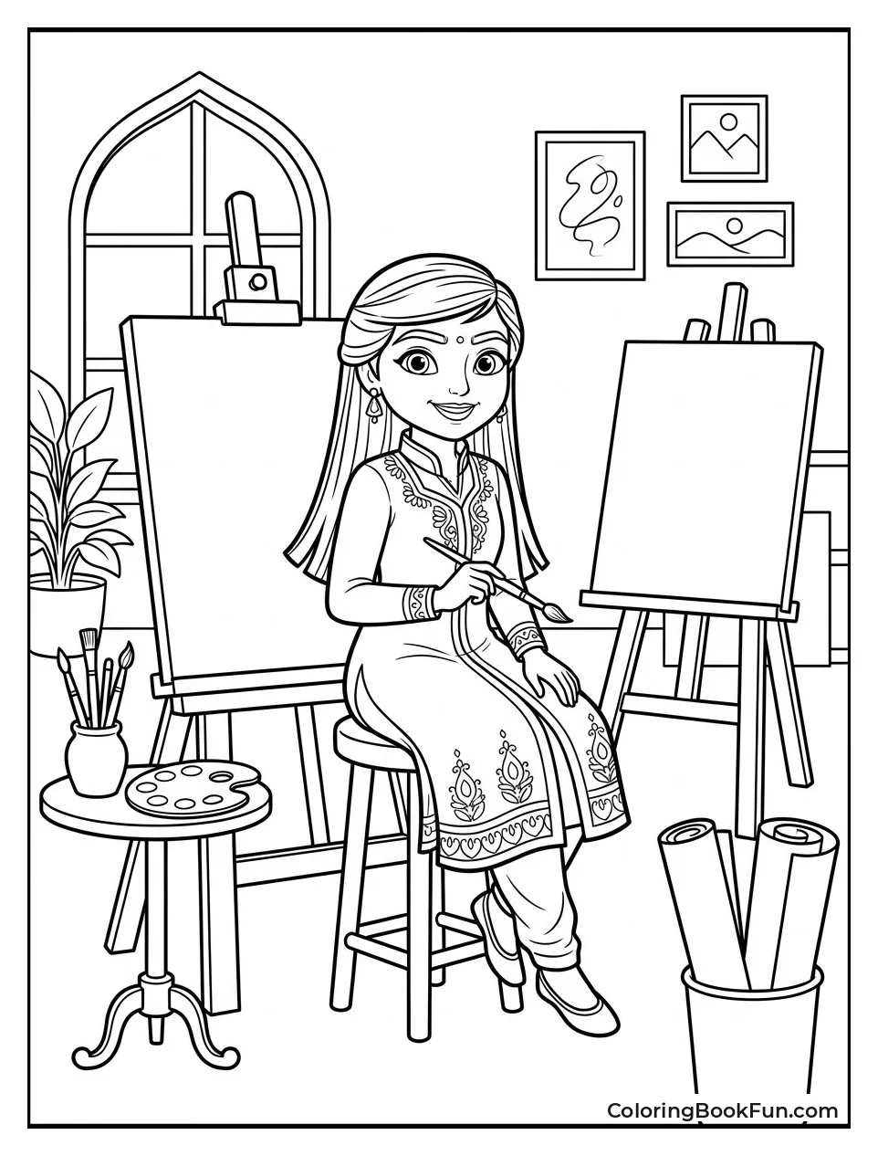 Priya Paints in Her Studio