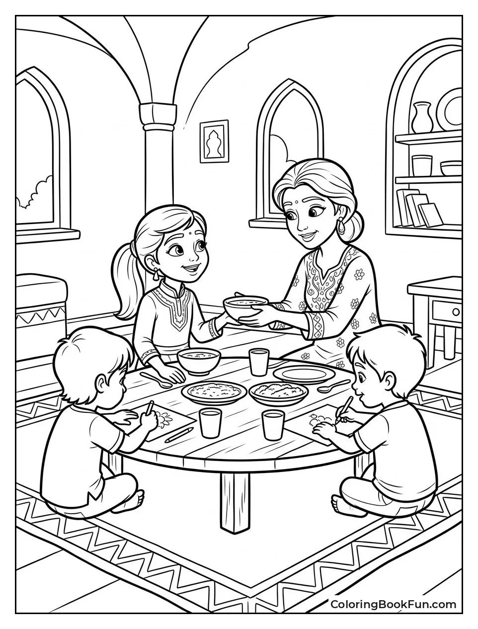 Family Shares a Cozy Meal