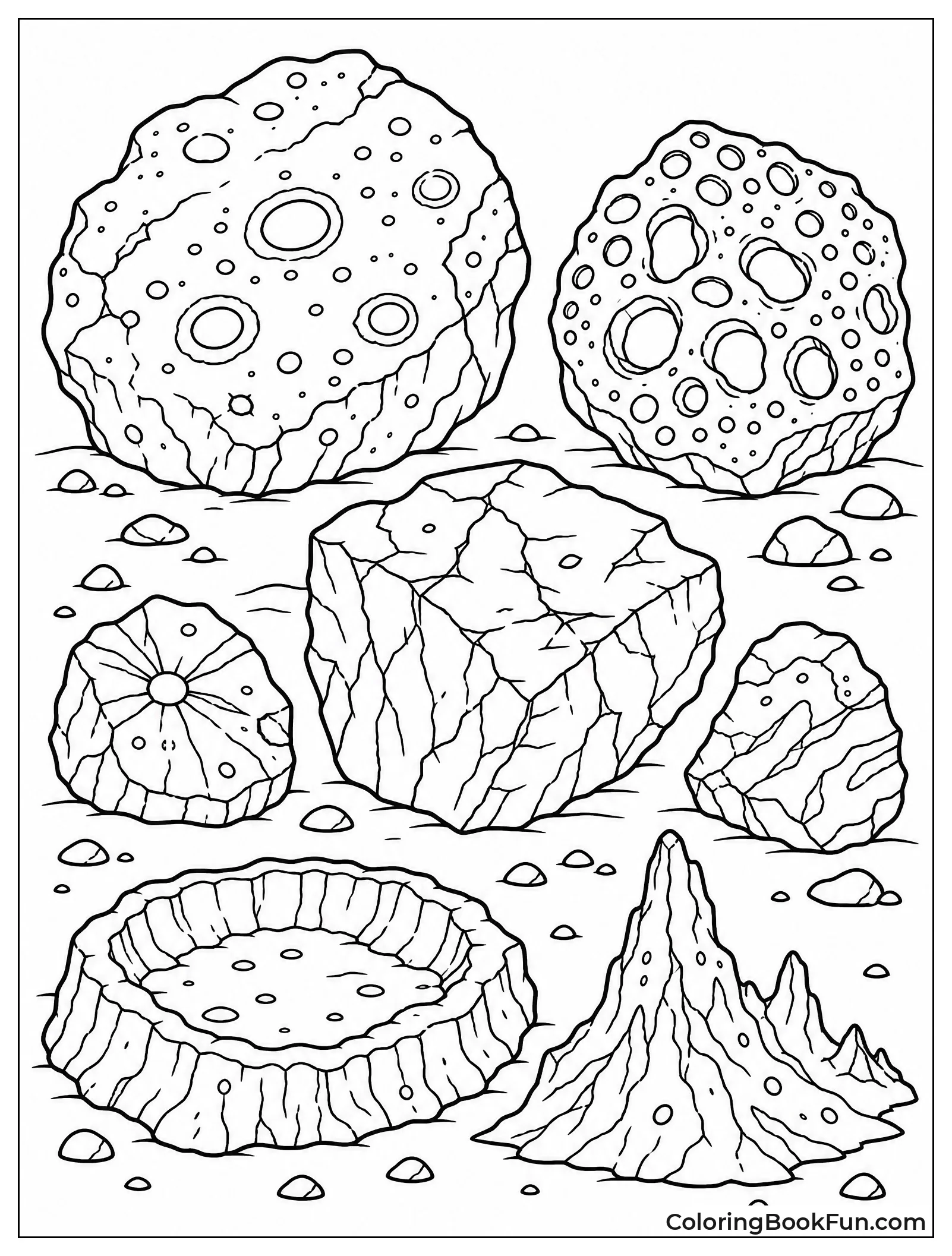 Jagged Moon Rocks with Craters