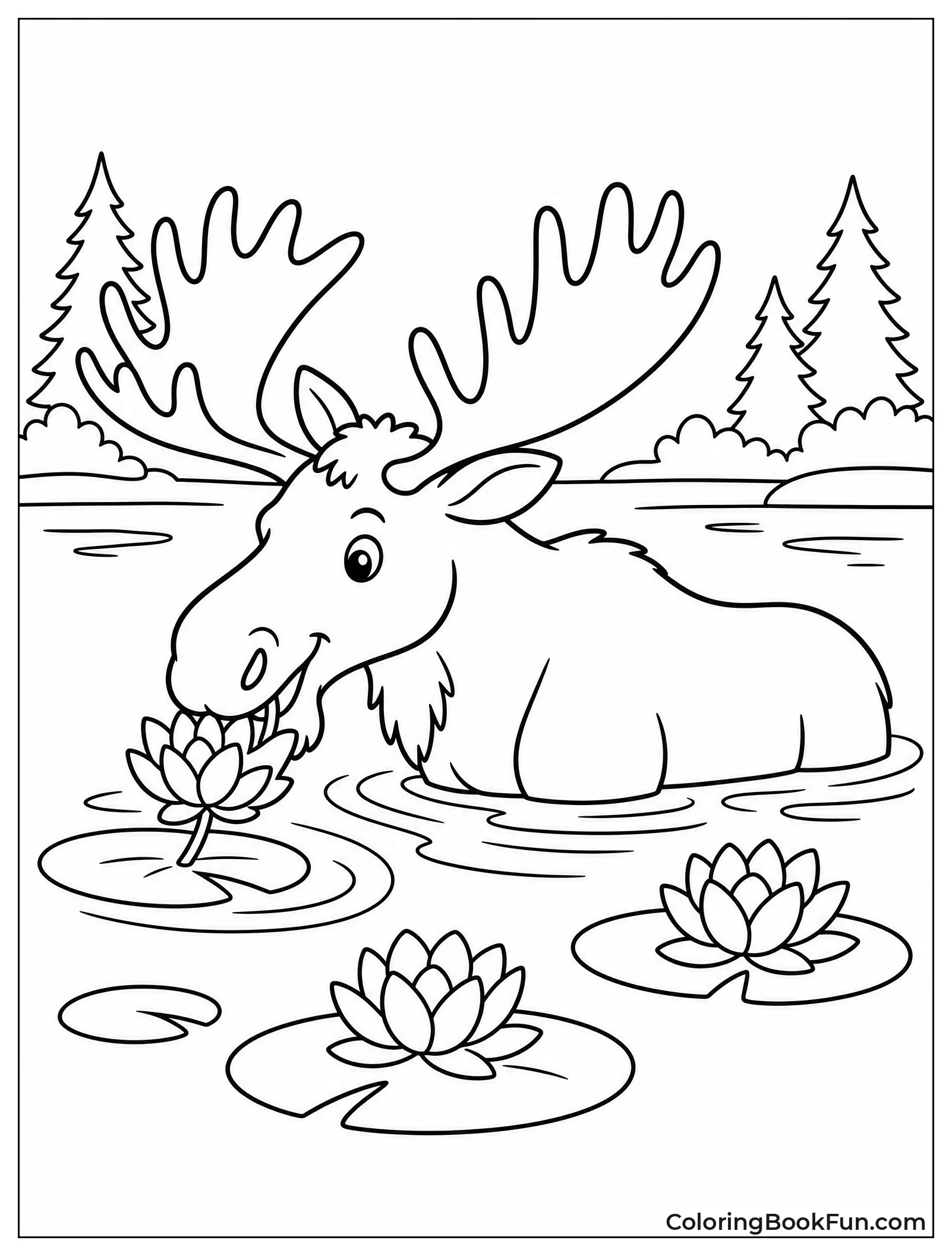 Moose Swimming Across the Lake