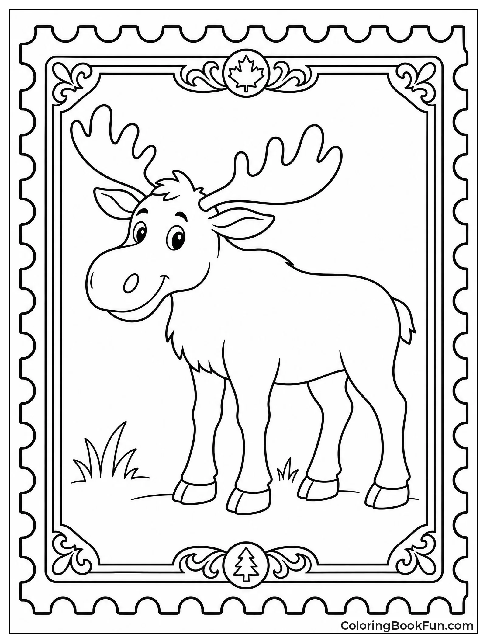 Moose on Vintage Wildlife Stamp