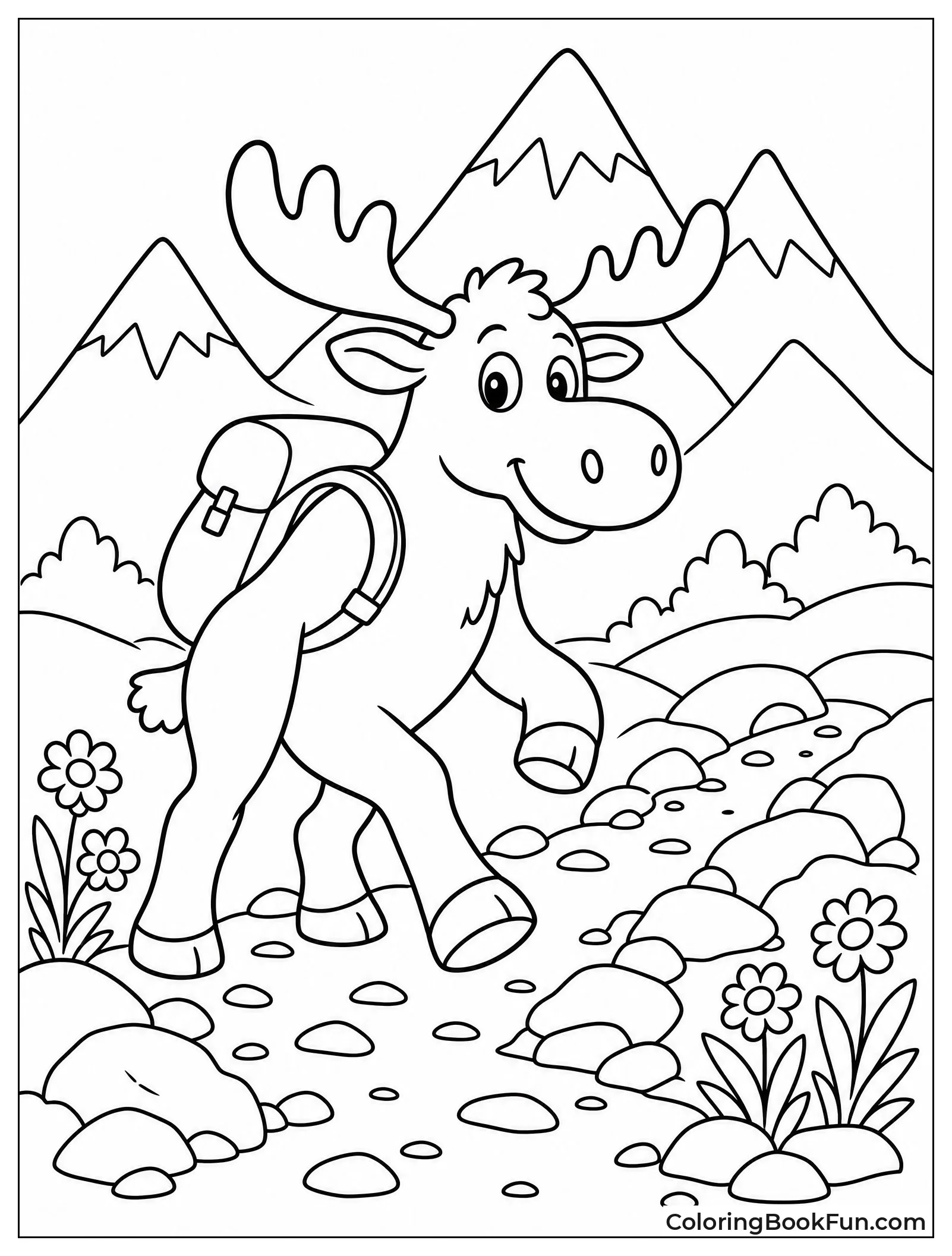 Moose Walking on Mountain Path