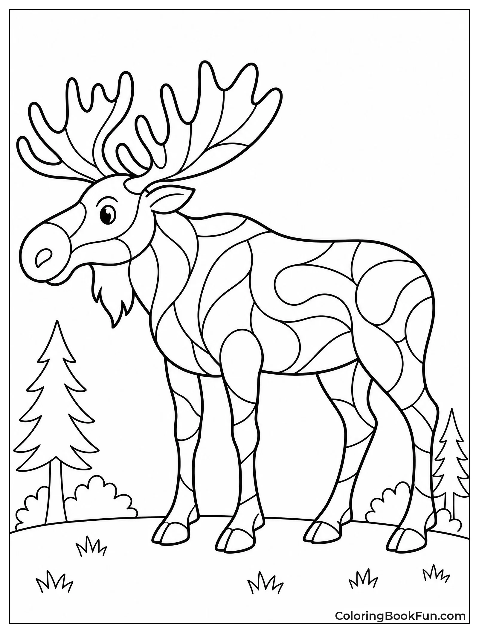 Zentangle Patterned Moose Full Body