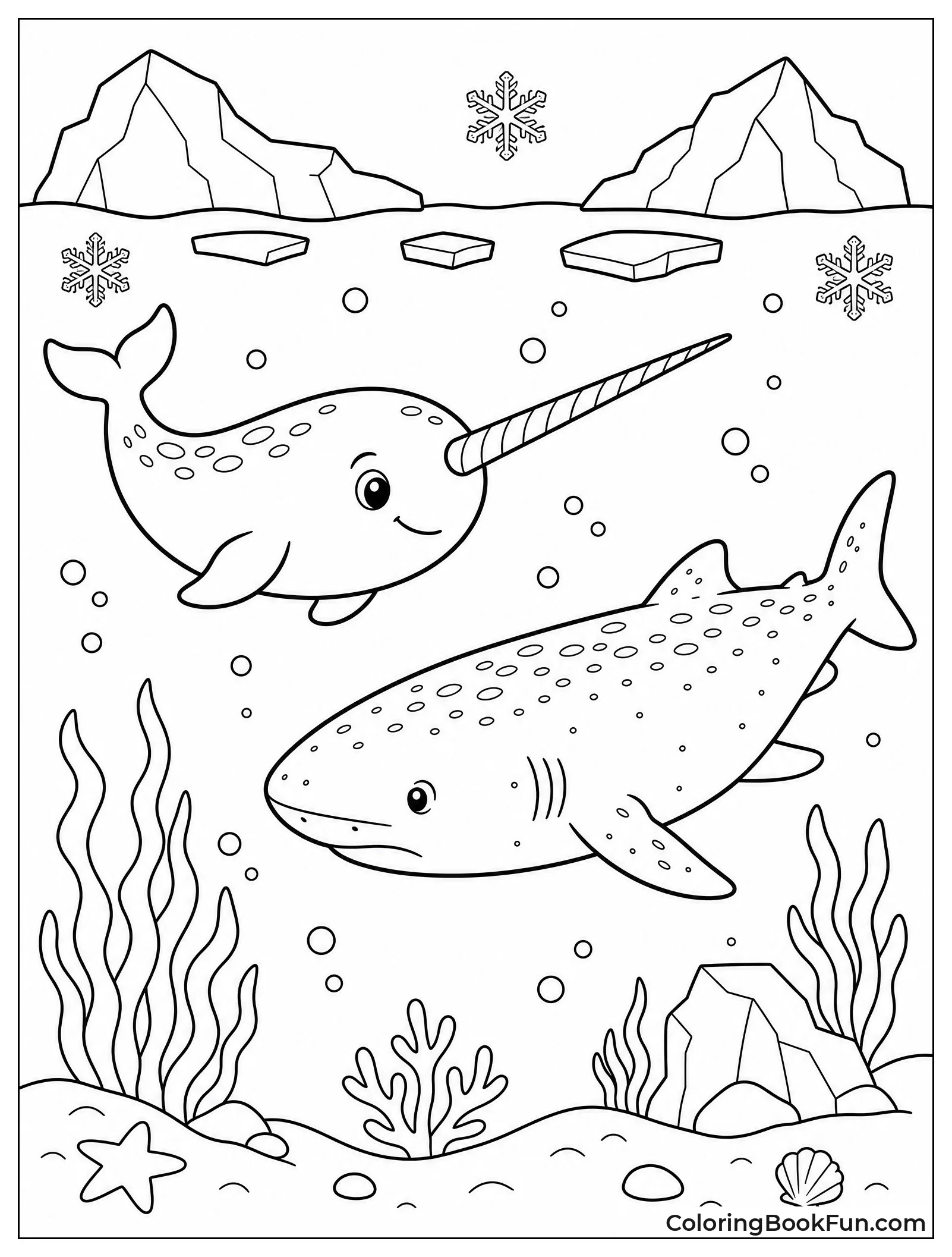 Narwhal Meeting Greenland Shark
