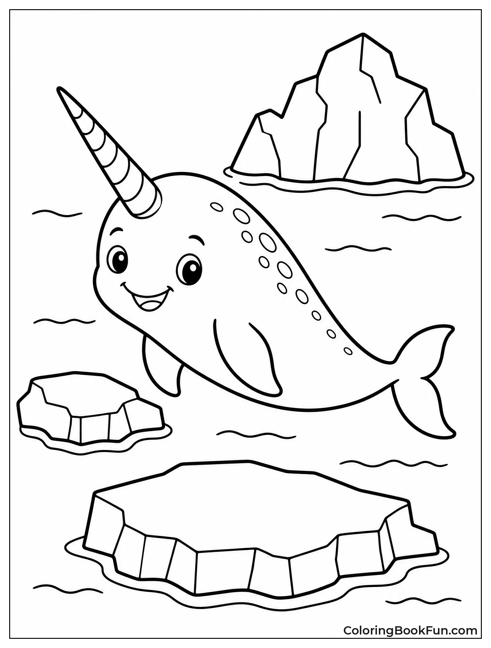 Narwhal Navigating Through Icebergs
