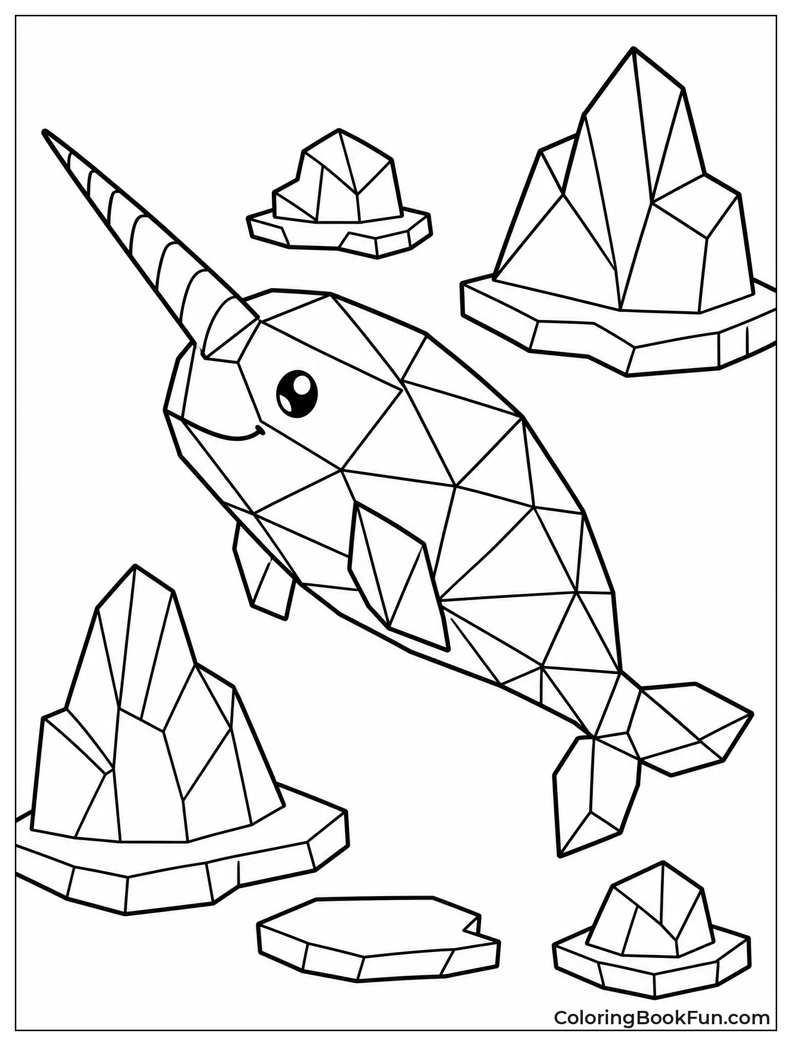 Geometric Narwhal Among Ice Shards