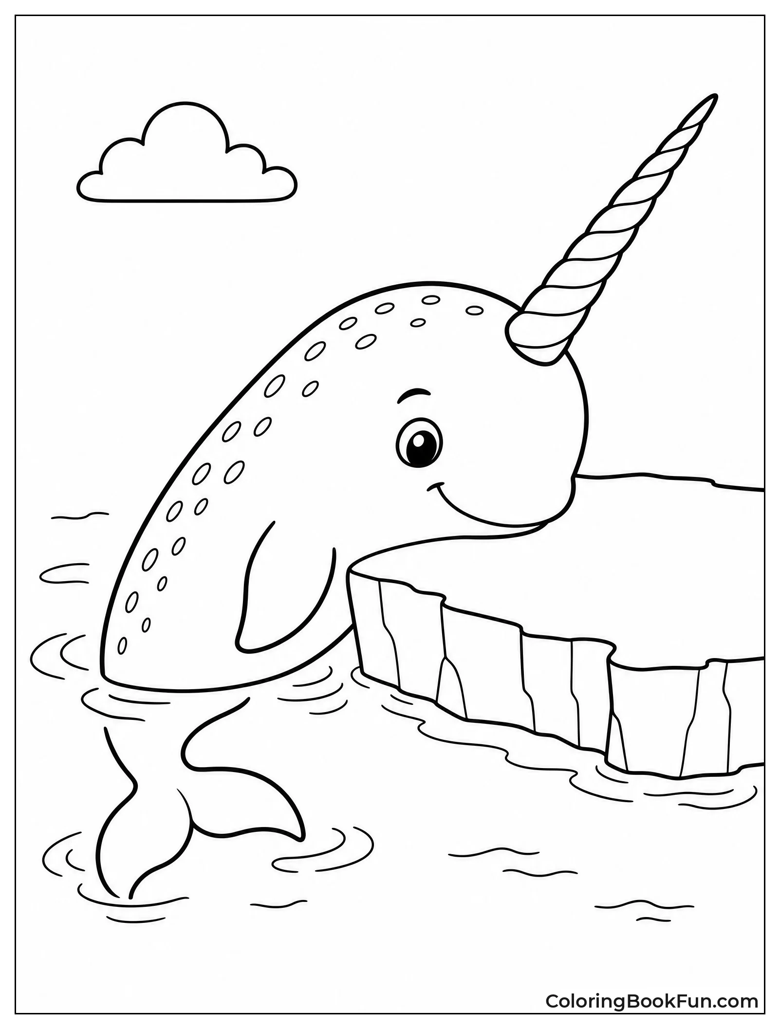 Narwhal Resting on Ice Floe