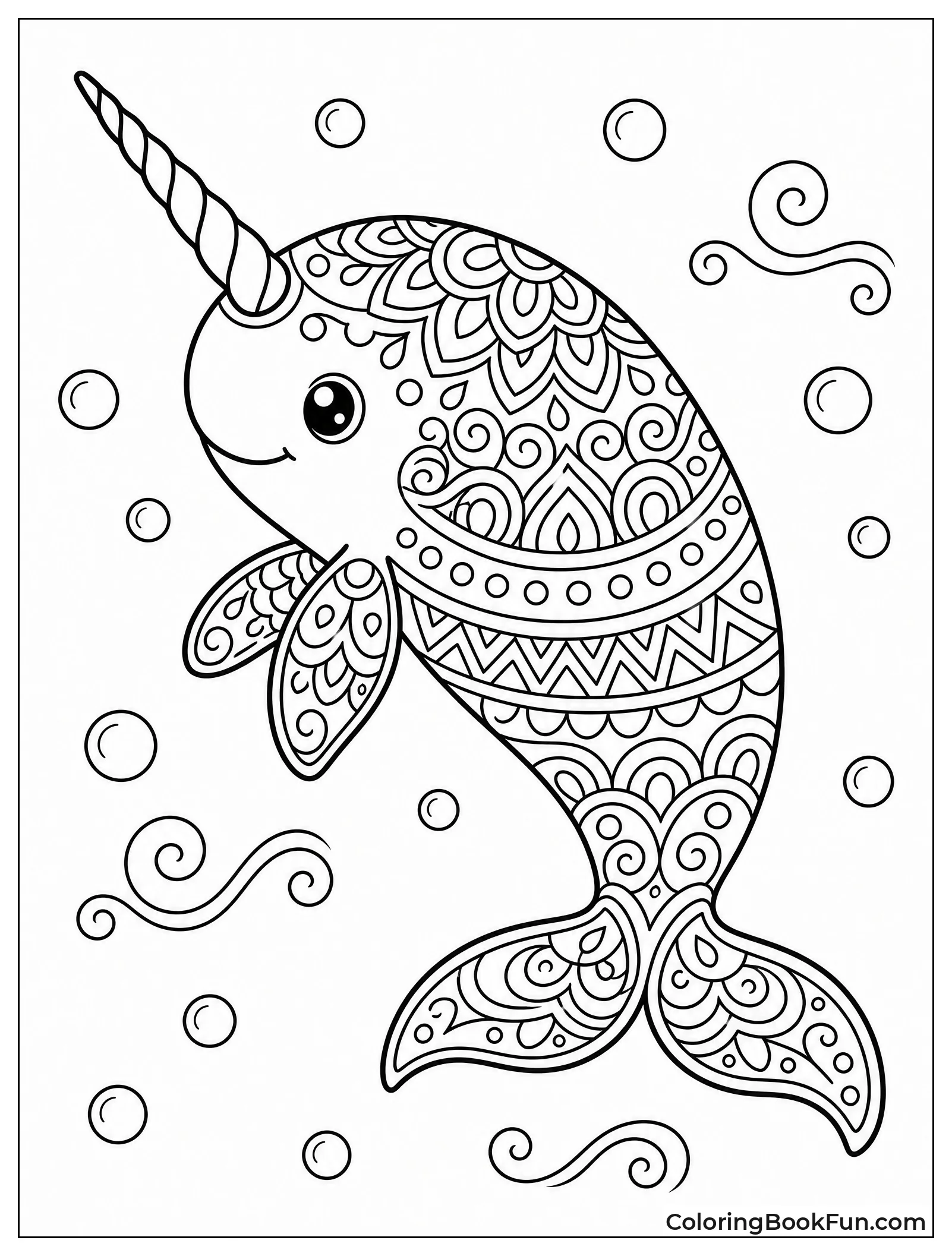 Intricate Mandala Style Narwhal