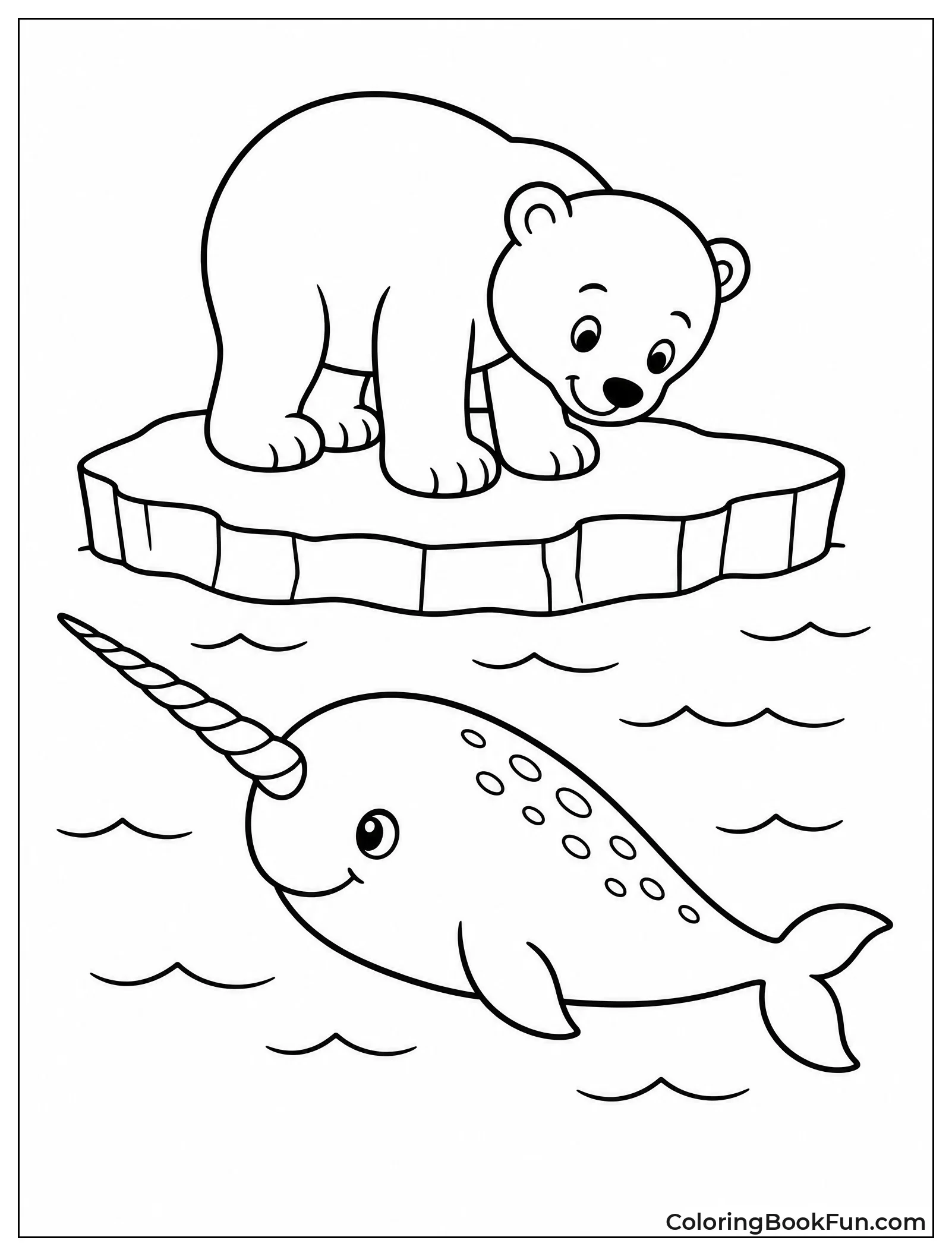 Polar Bear Watching Narwhal Swim