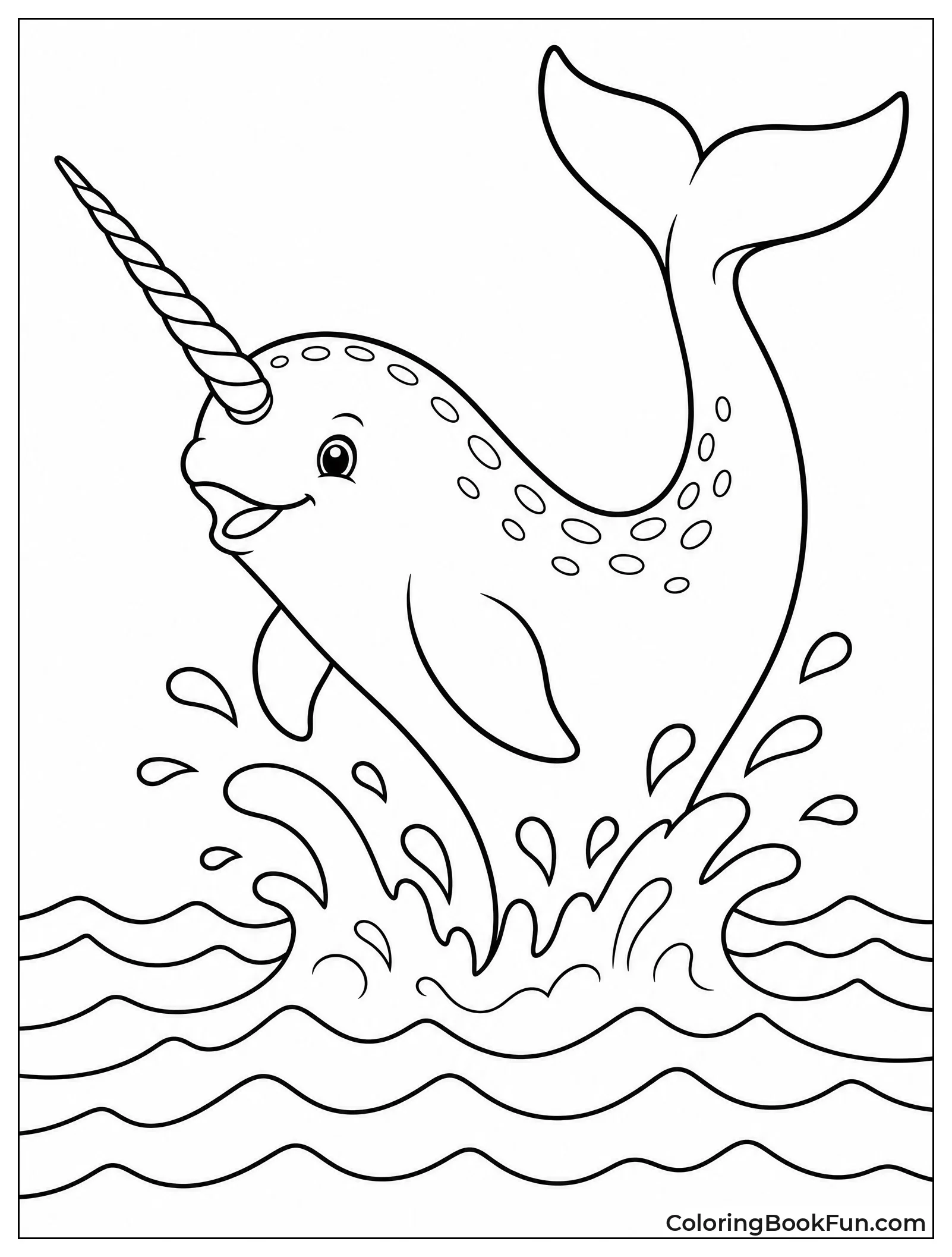 Narwhal Leaping with Tail Splash