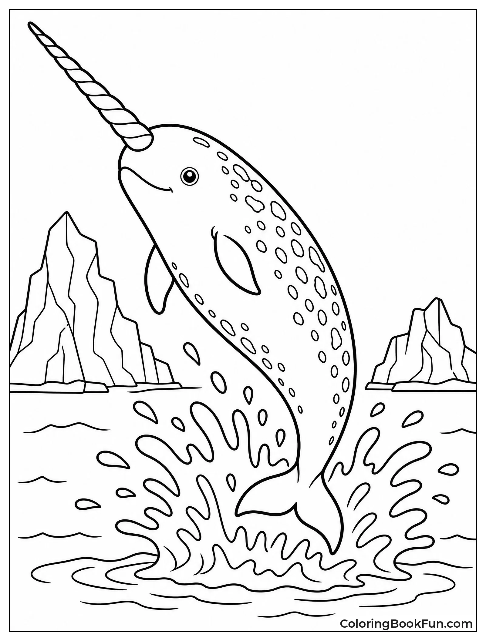 Narwhal Leaping from Icy Water
