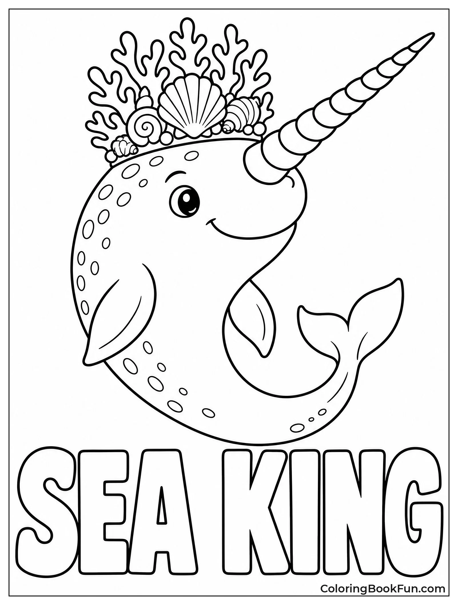 Narwhal Wearing Coral Crown