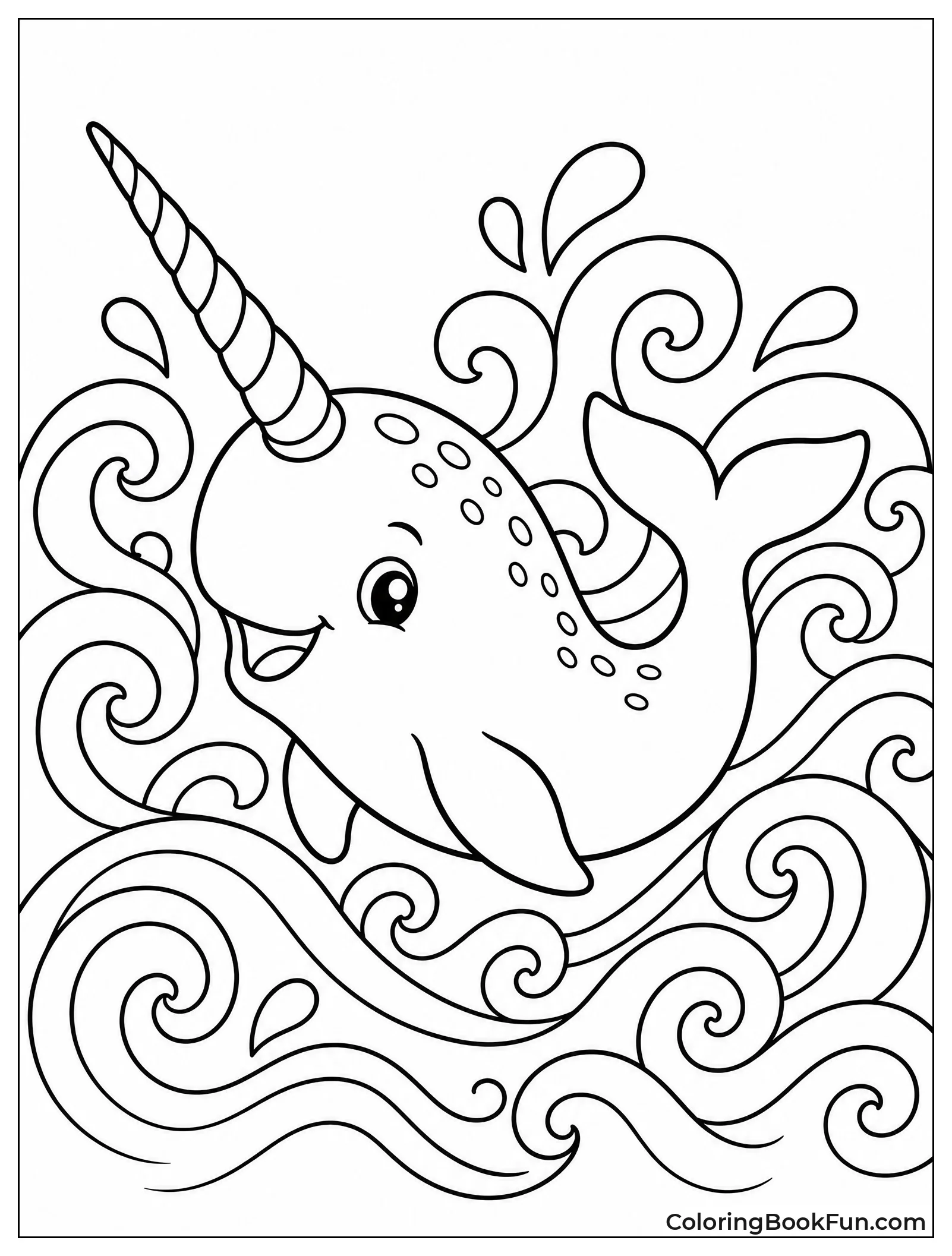 Narwhal Swimming Through Patterned Waves