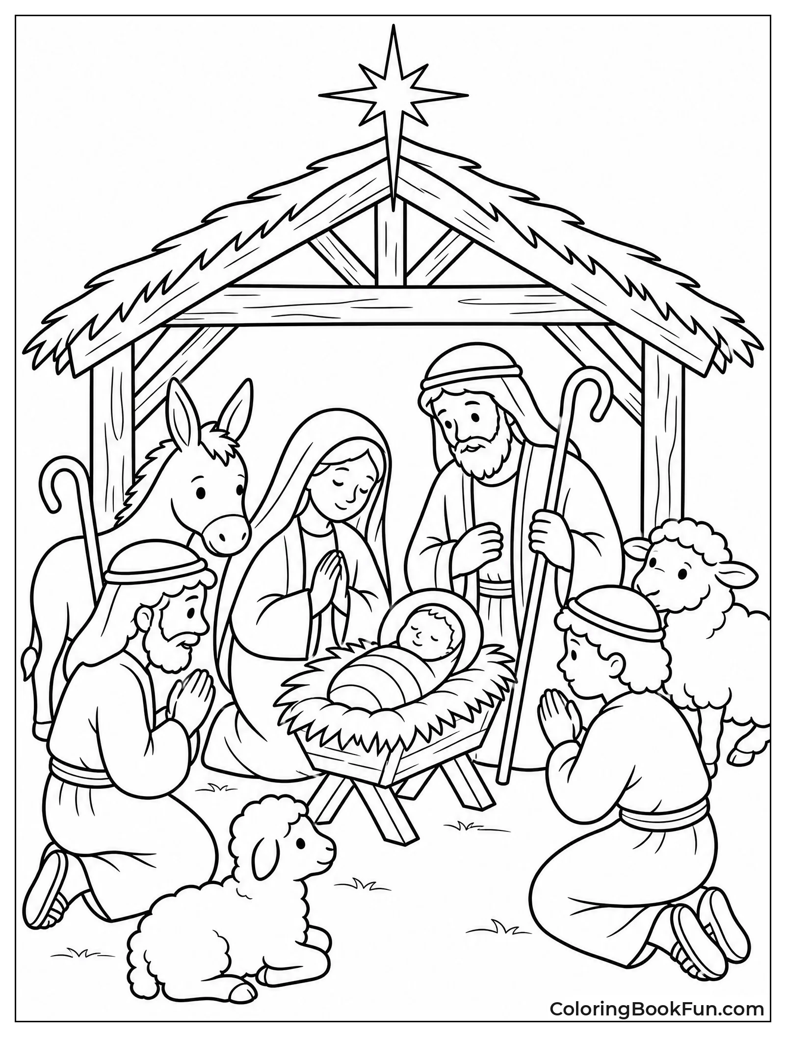 Shepherds Kneeling at Manger
