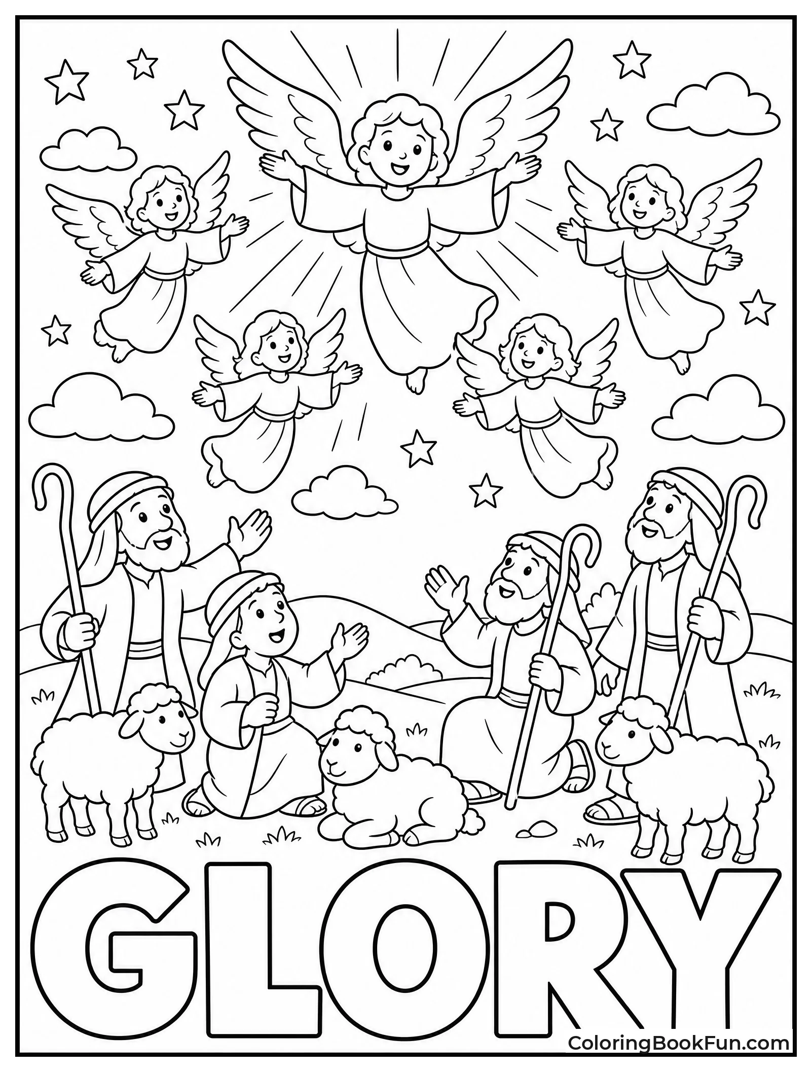 Angels Singing to Happy Shepherds