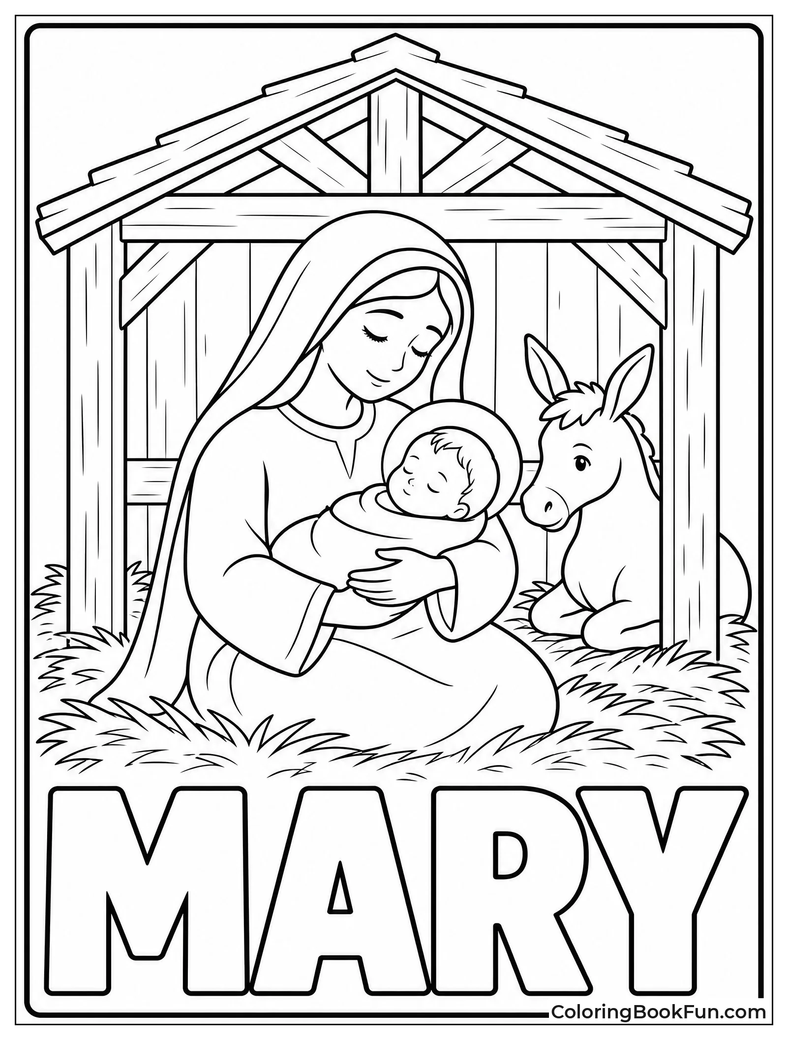Mary Cradling Newborn Baby
