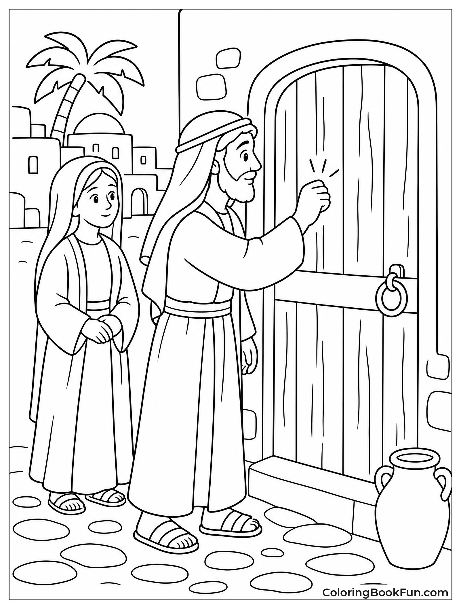 Joseph Knocking on Inn Door