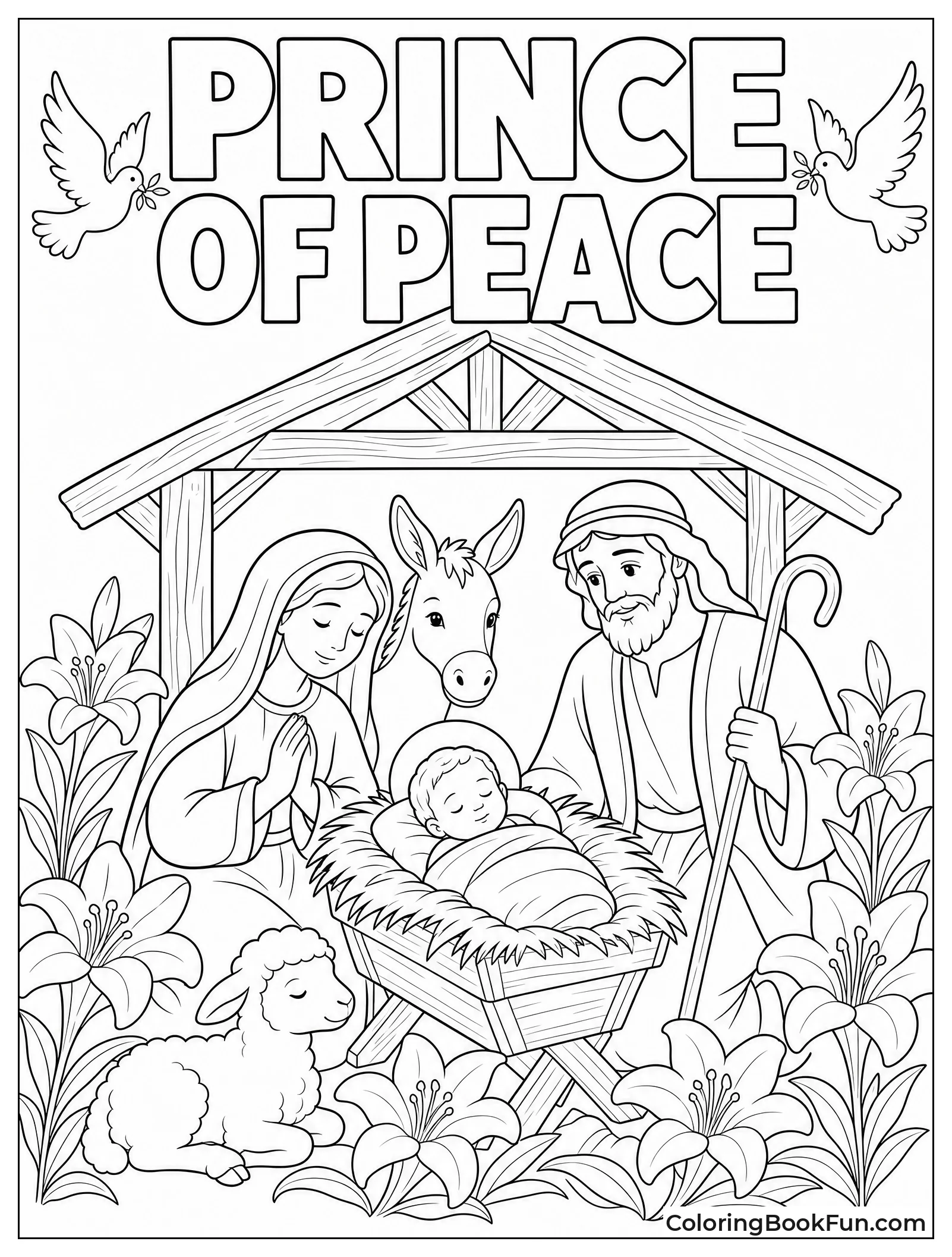 Peaceful Baby Jesus with Doves