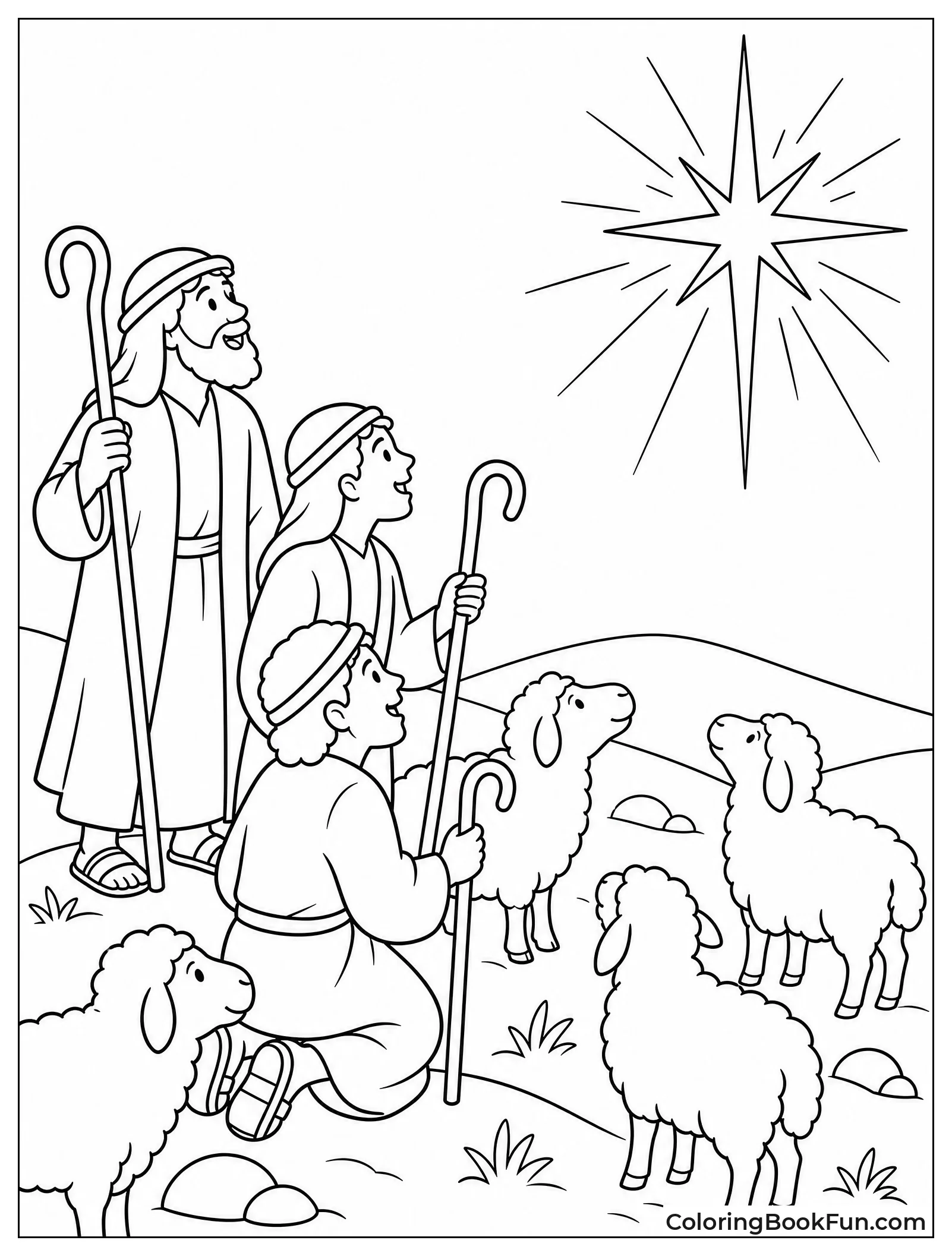 Shepherds in Field at Night