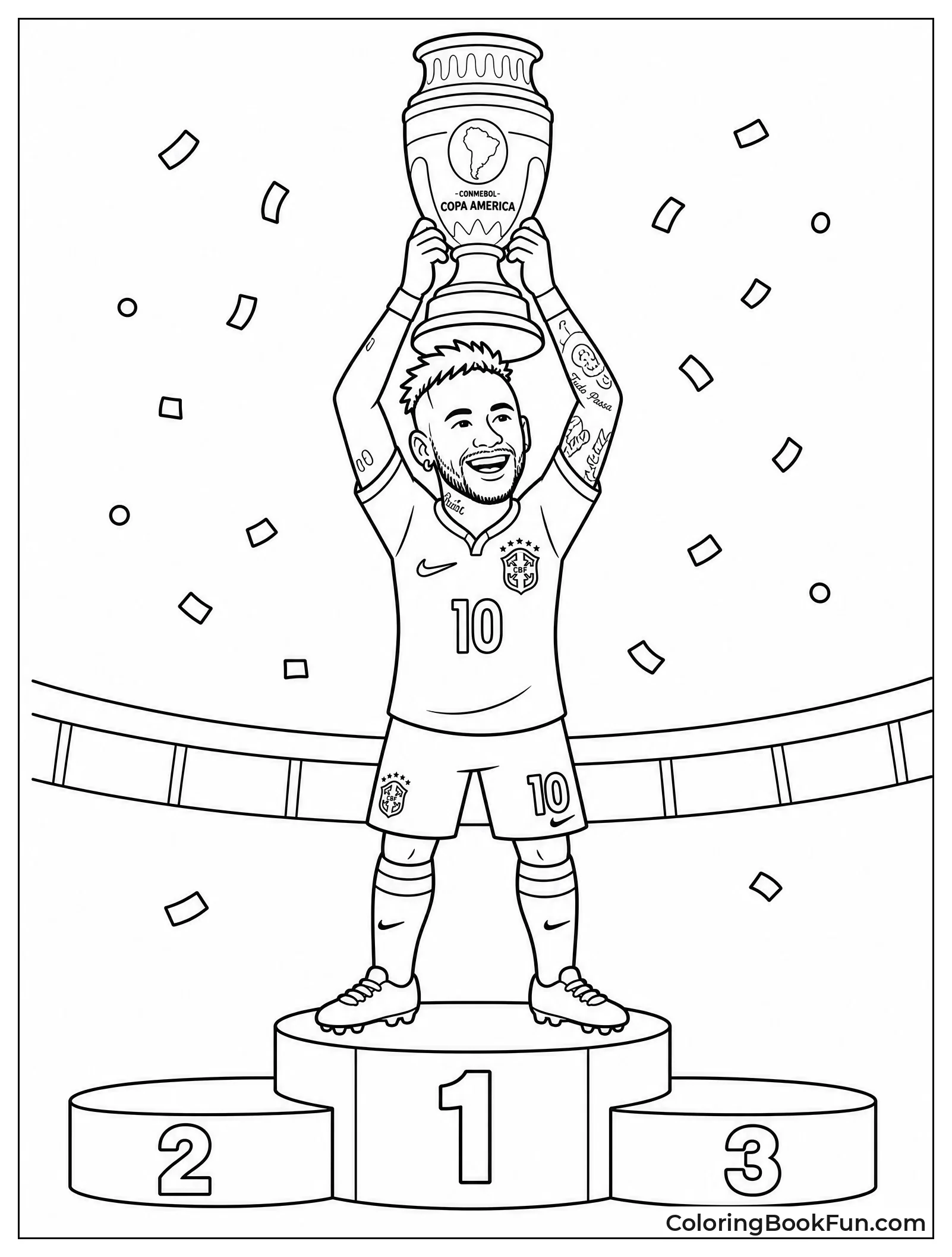 Neymar Raising the Copa America Trophy