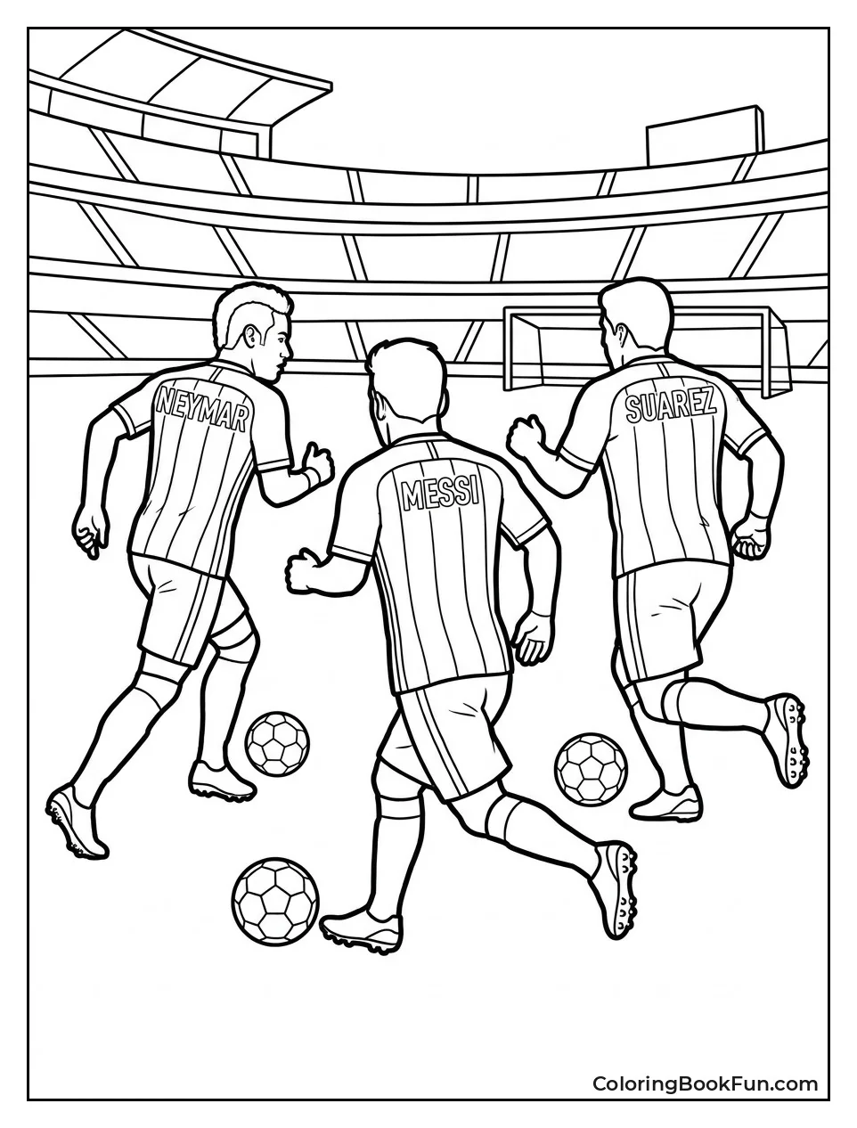 Neymar with Messi and Suarez Attacking