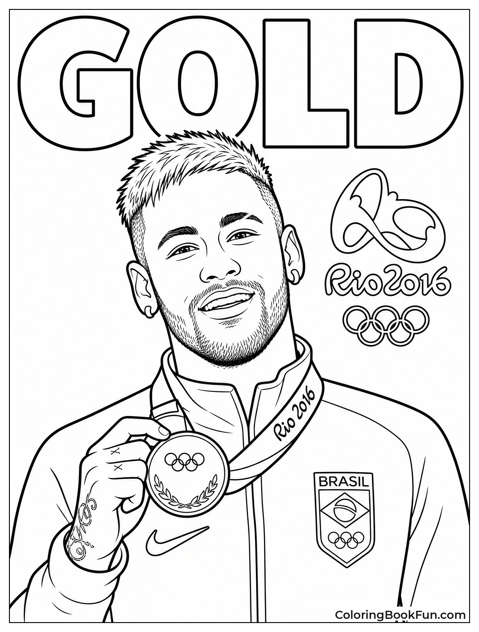 Neymar Wearing Olympic Gold Medal