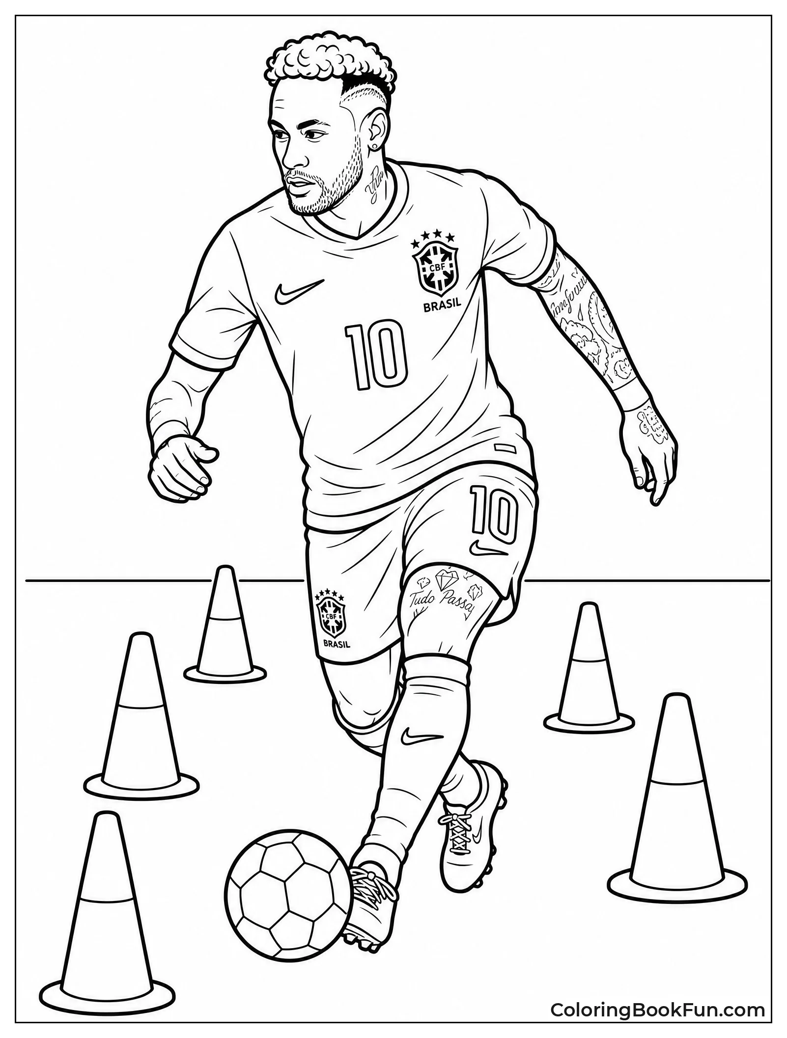 Neymar Practicing with Training Cones