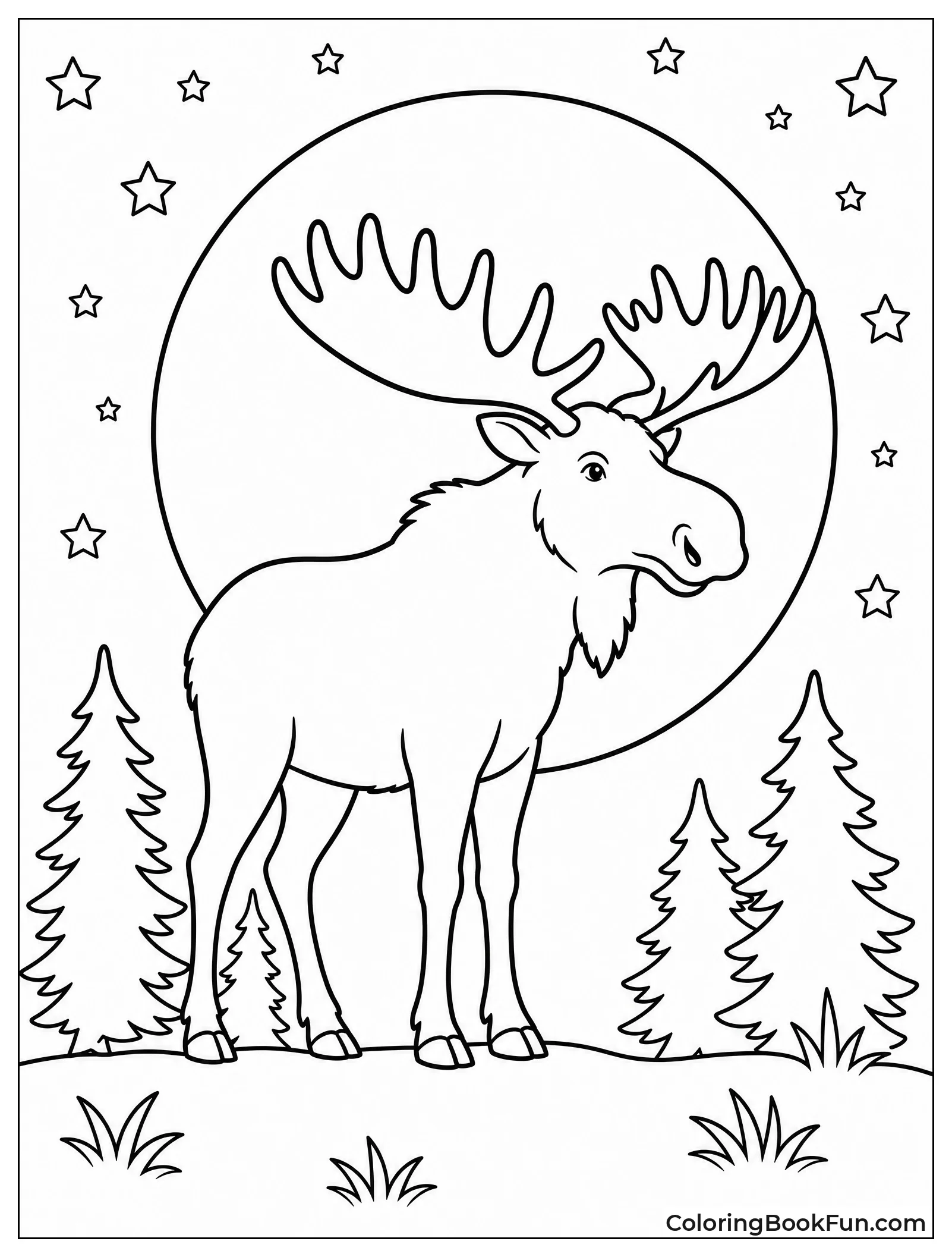 Moose Silhouette Under Starry Sky