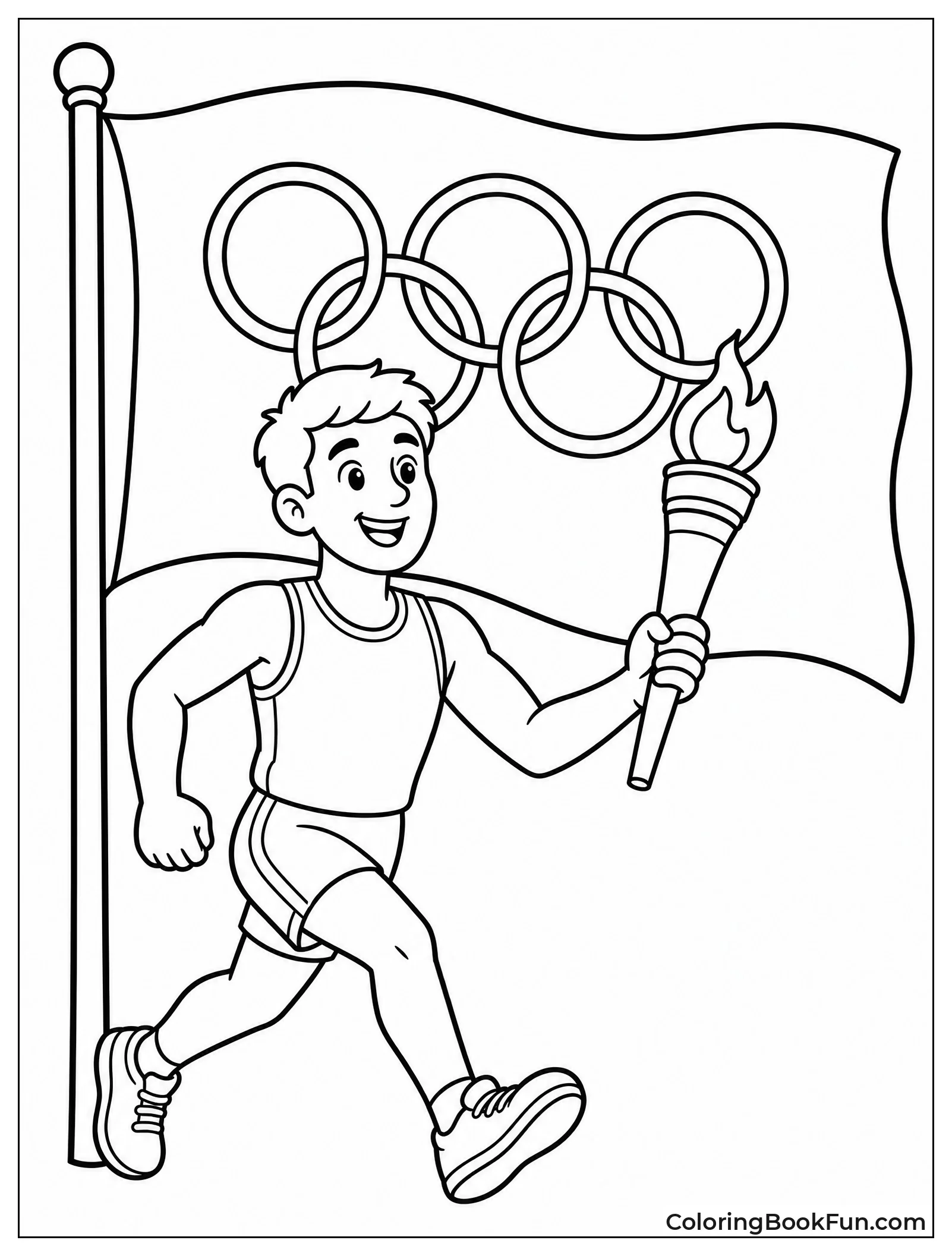 Athlete Carrying Torch with Flag