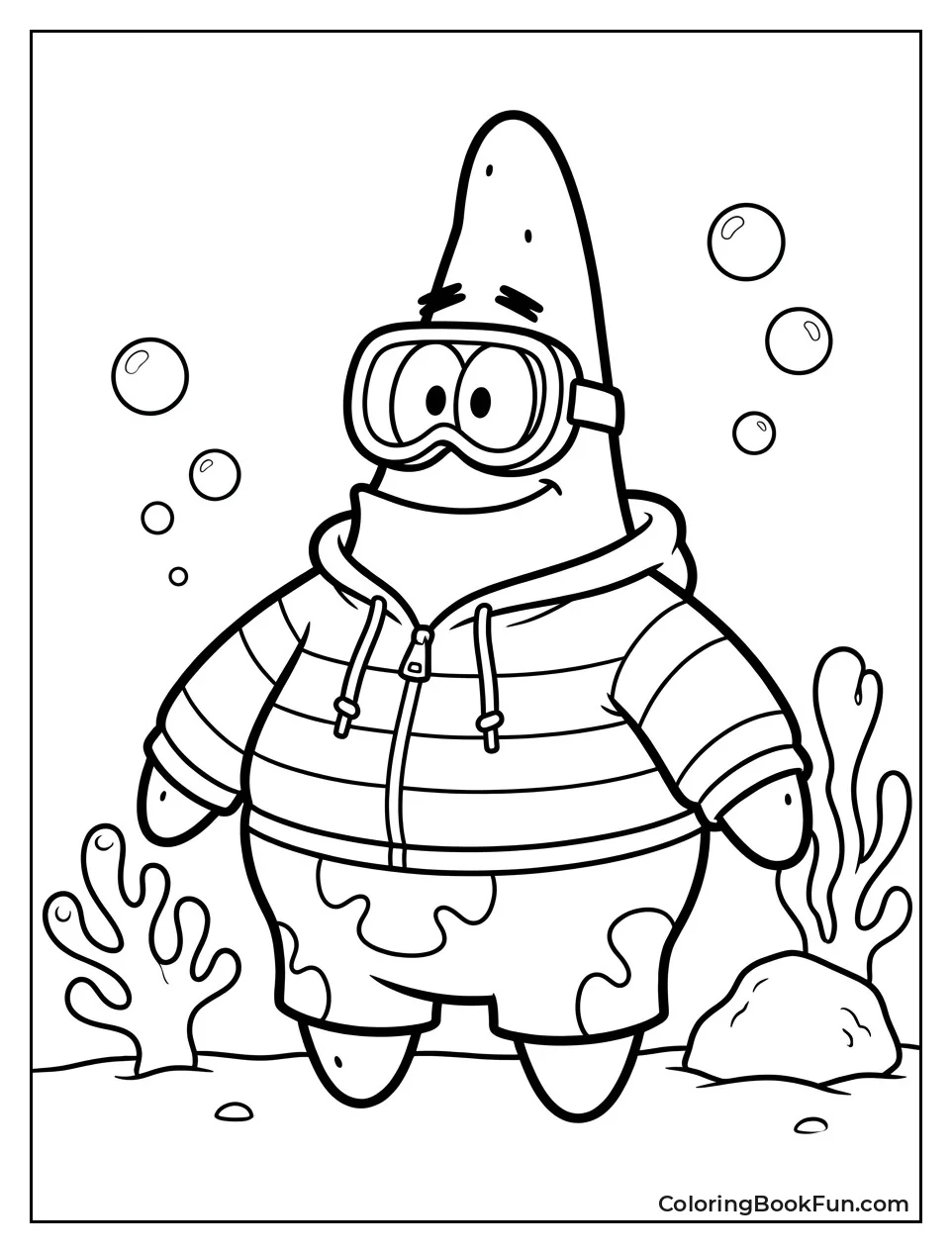 Patrick Wearing Onesie and Goggles