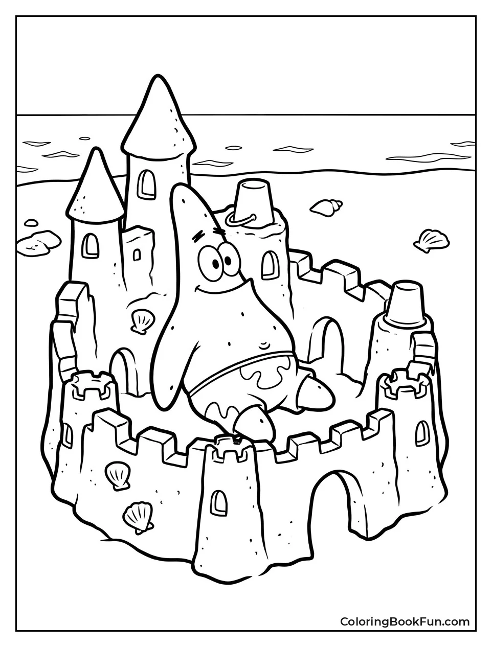 Patrick Inside Big Sand Castle