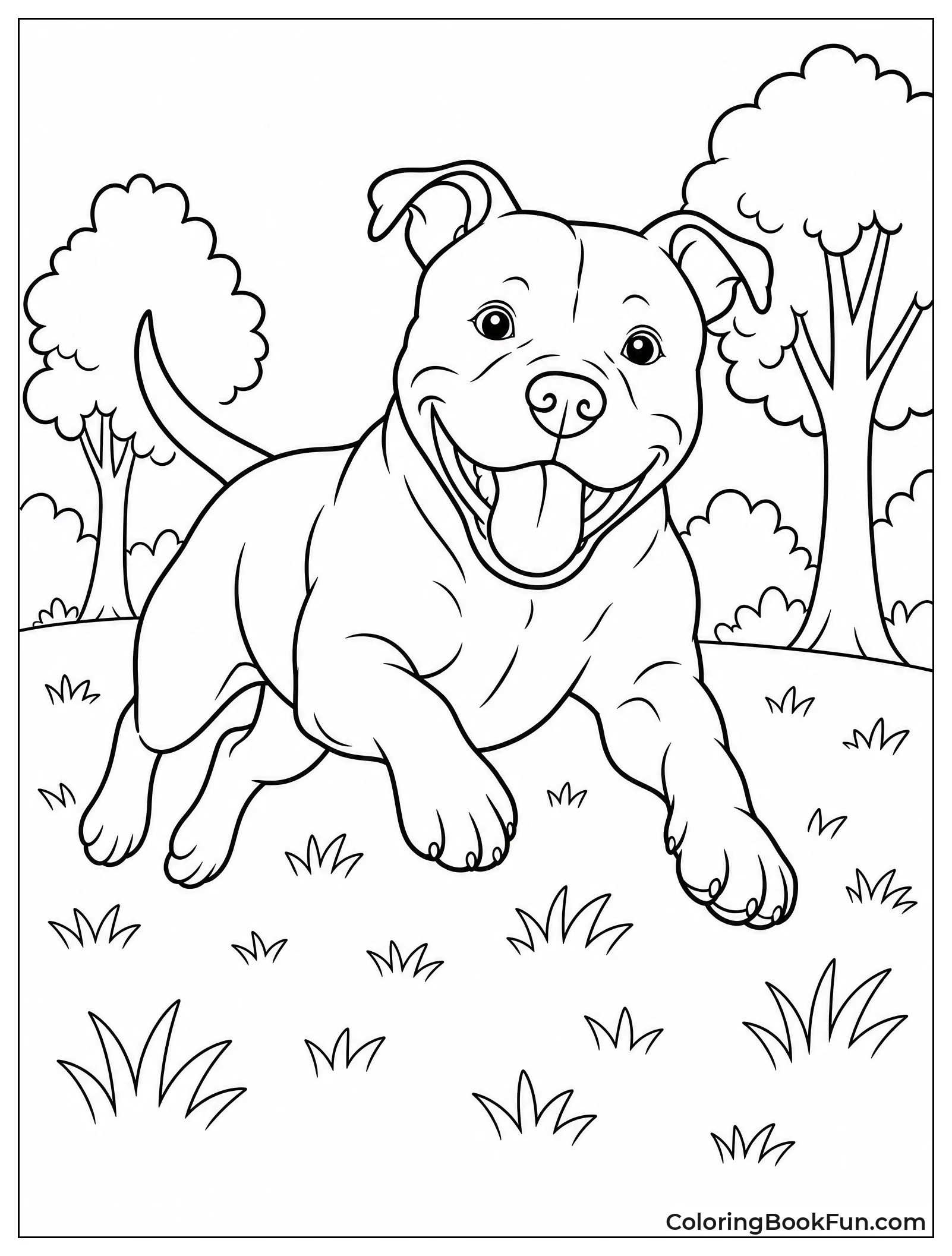 Energetic Pitbull Leaping in Park